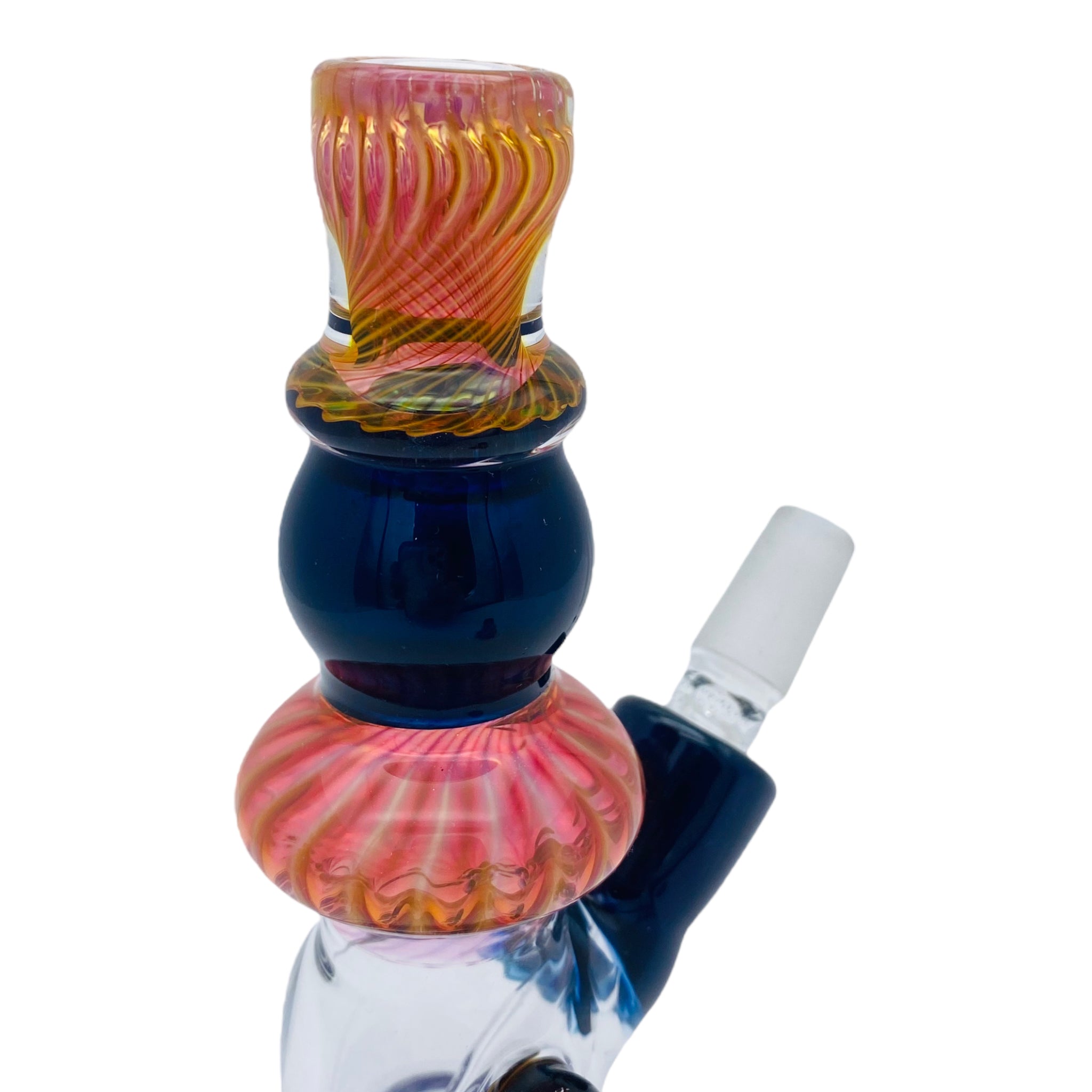Seth B Glass - Pink Gold Fume Twist And Blue Stardust Mini Tube Dab Rig