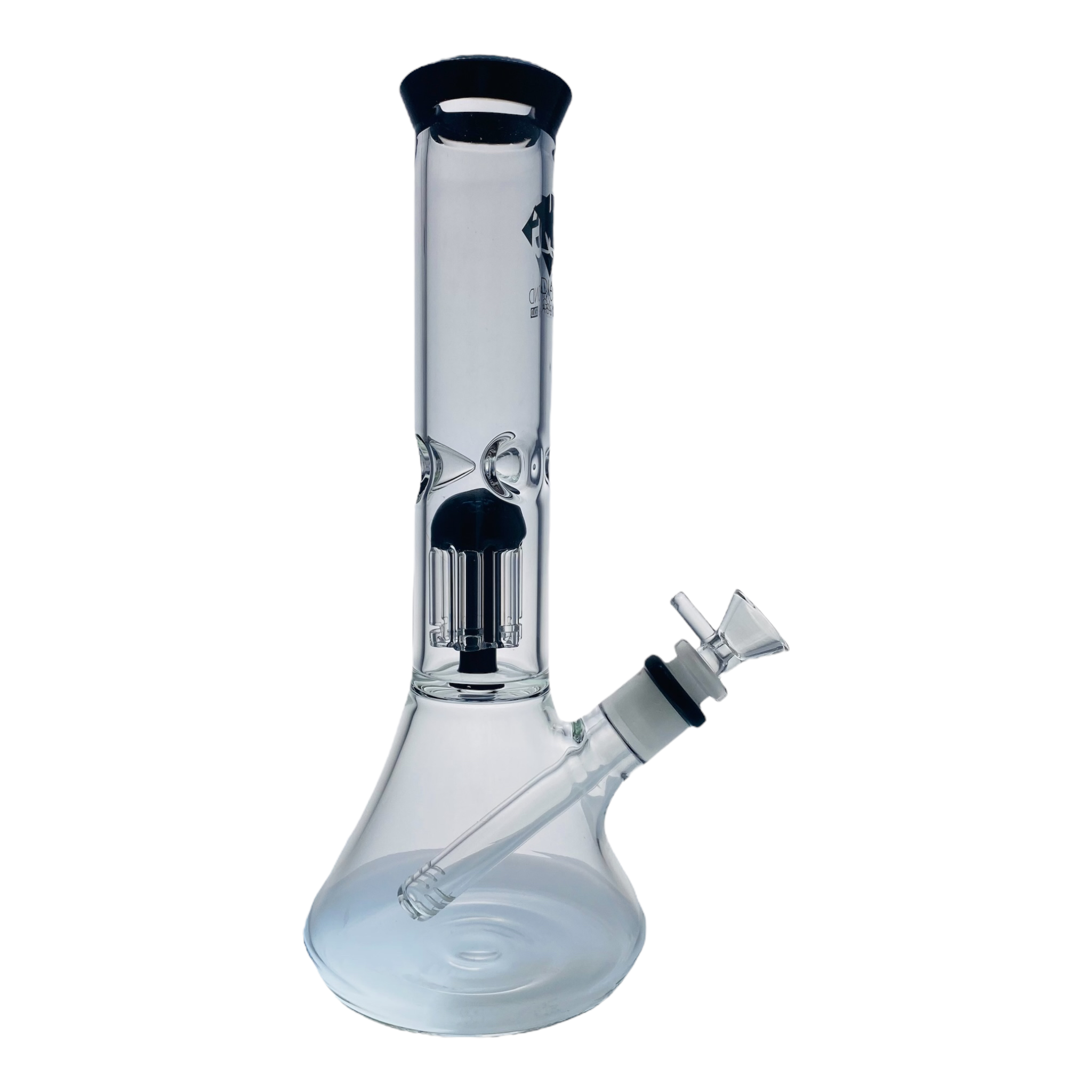 Diamond Glass Bong - 12 Inch Beaker With Tree Perc And Black Accent