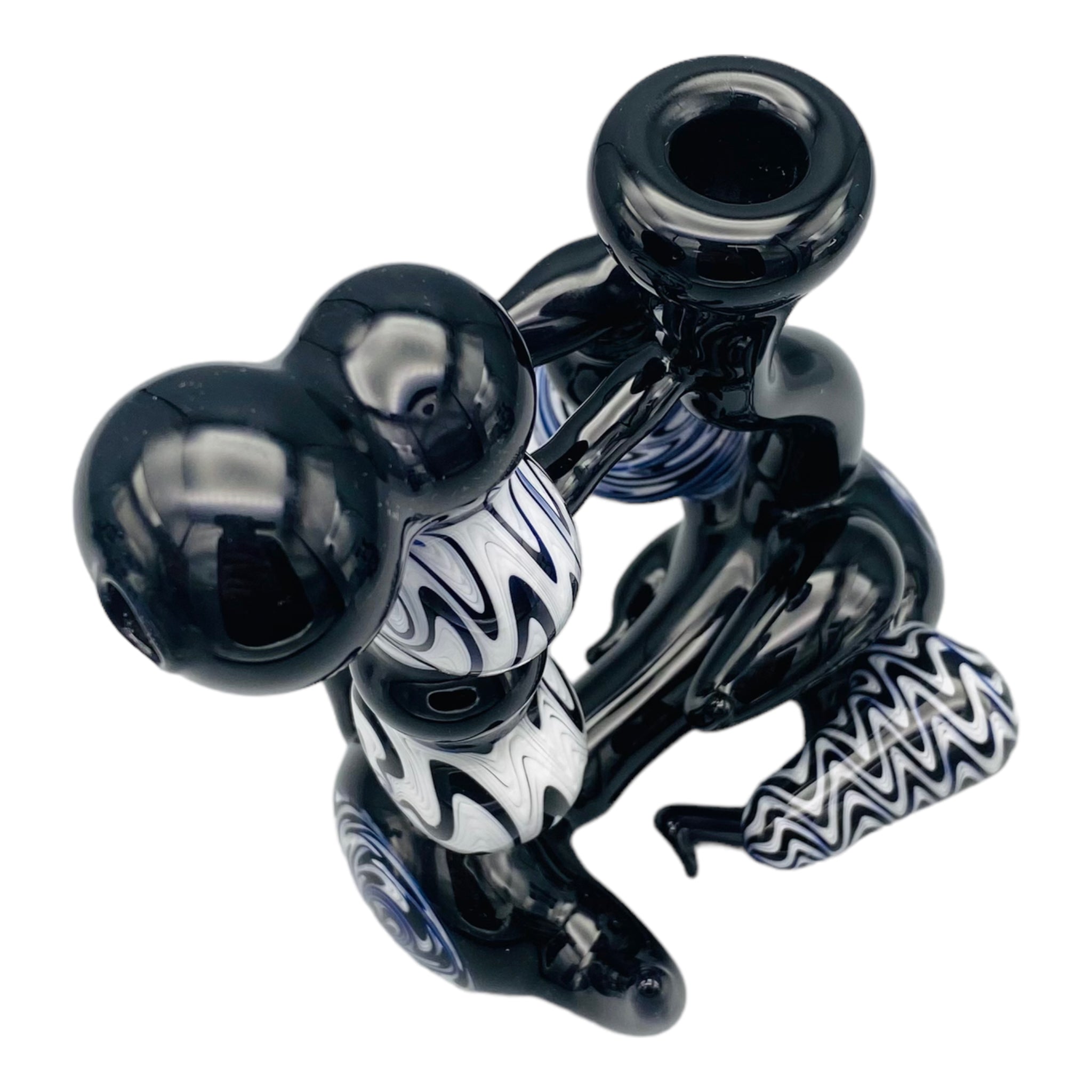 Black And White Wig Wag Custom Stand up Natural Perc Bubbler