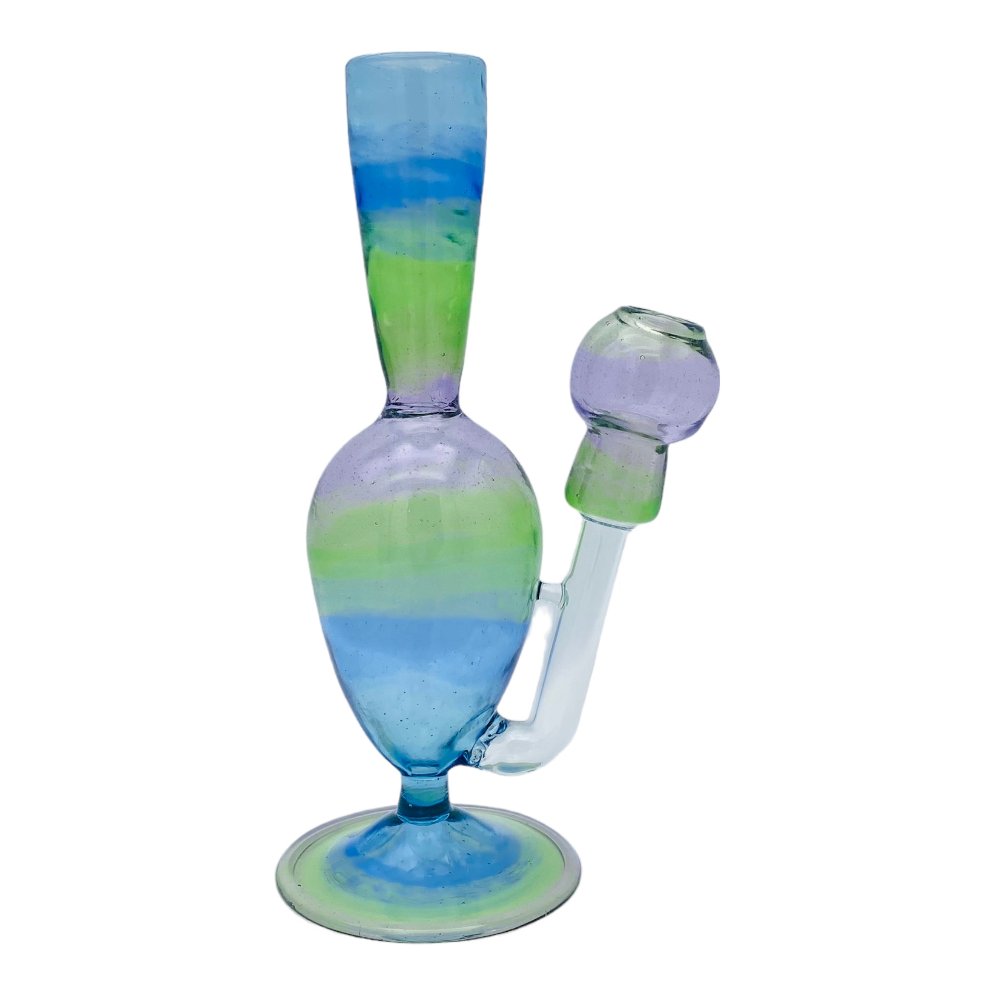 Translucent Rainbow Fade Coil Pot Custom Glass Dab Rig