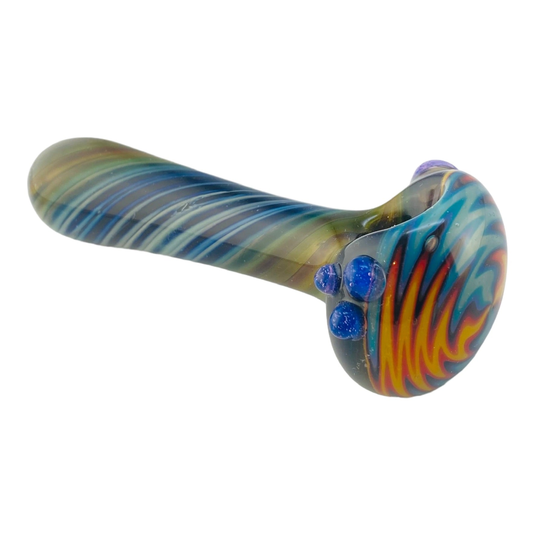Space Fume With Fire & Ice Wig Wag End - Glass Hand Pipe