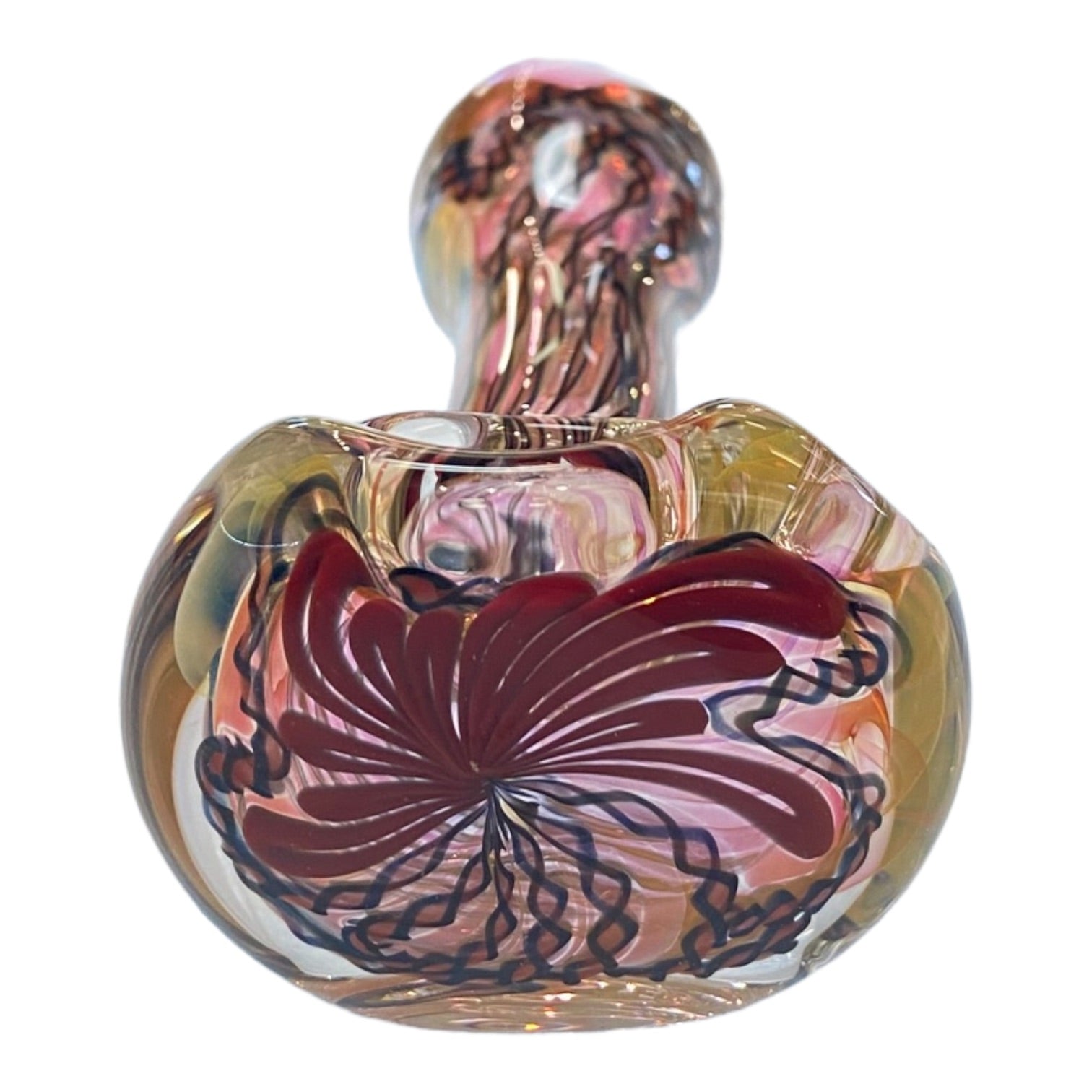 Talent Glass Works - Red And Black Cane Twist Spoon