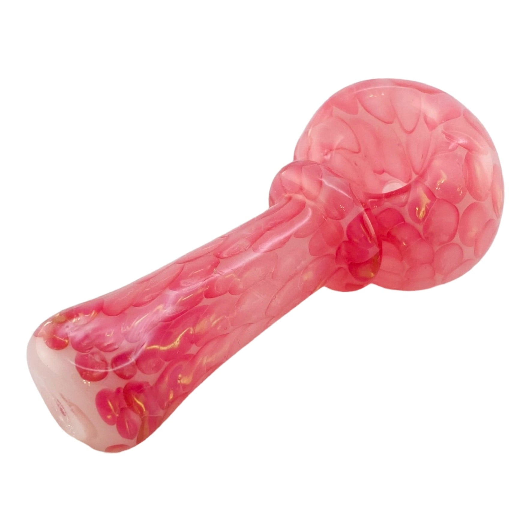 Glass Hand Pipes - Small Pink Dot Stack Spoon Pipe