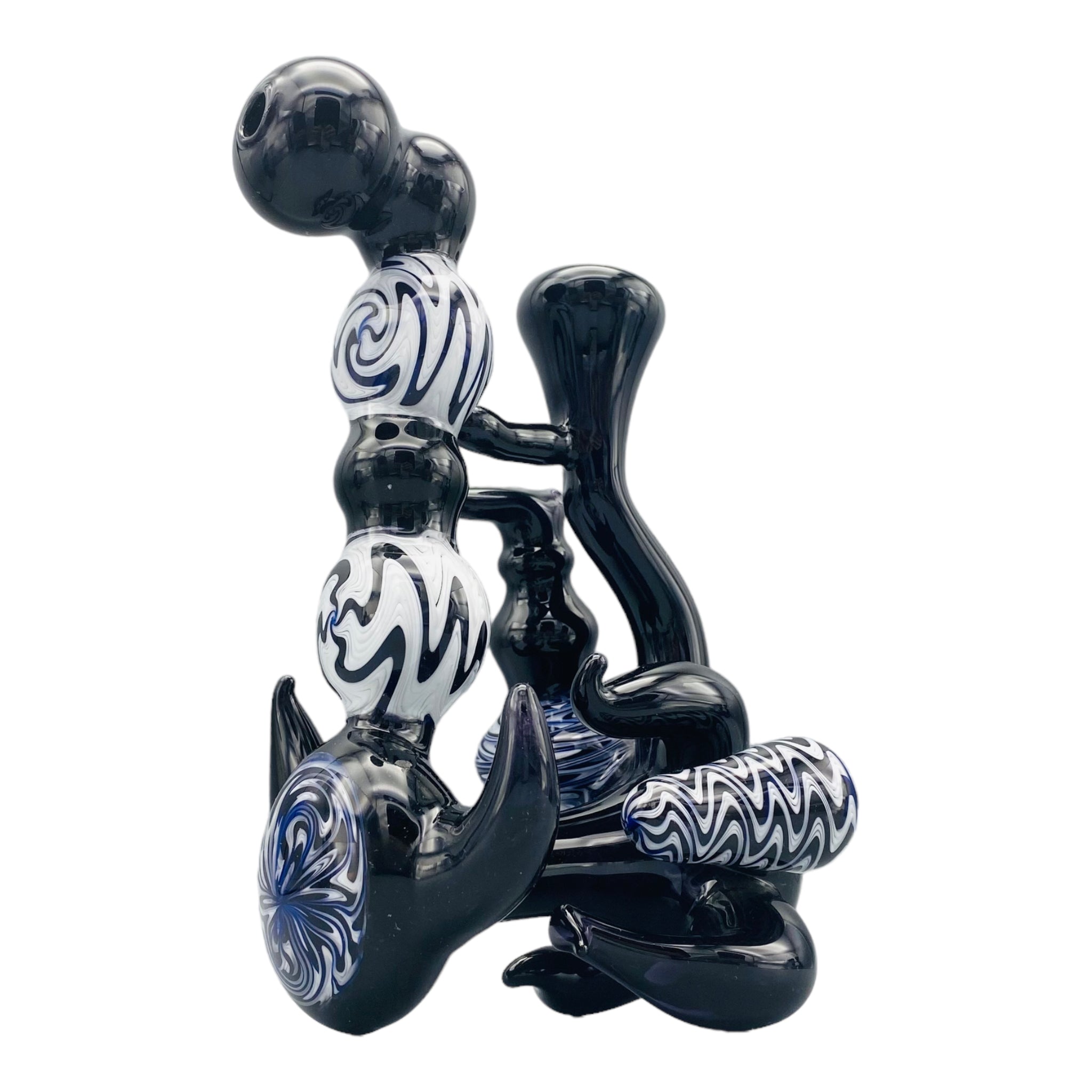 Black And White Wig Wag Custom Stand up Natural Perc Bubbler