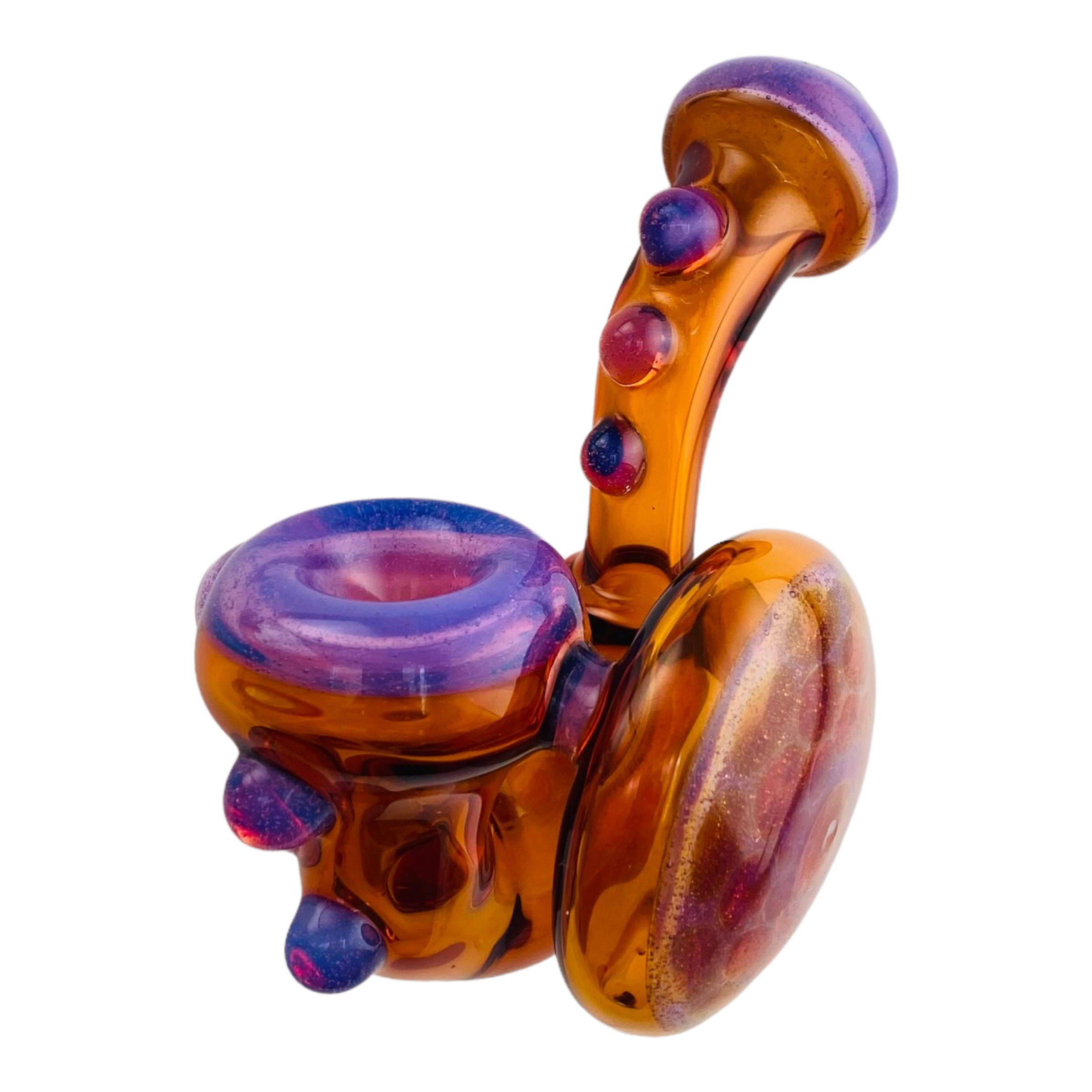 Custom Glass Hand Pipes - Maple Syrup Amber Sherlock With Purple Accents