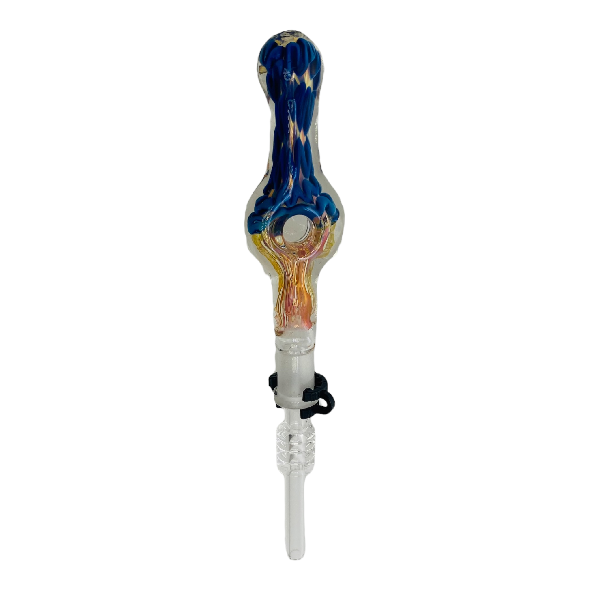 10mm Nectar Collector - Blue And Fume Inside Out Donut With Quartz Tip