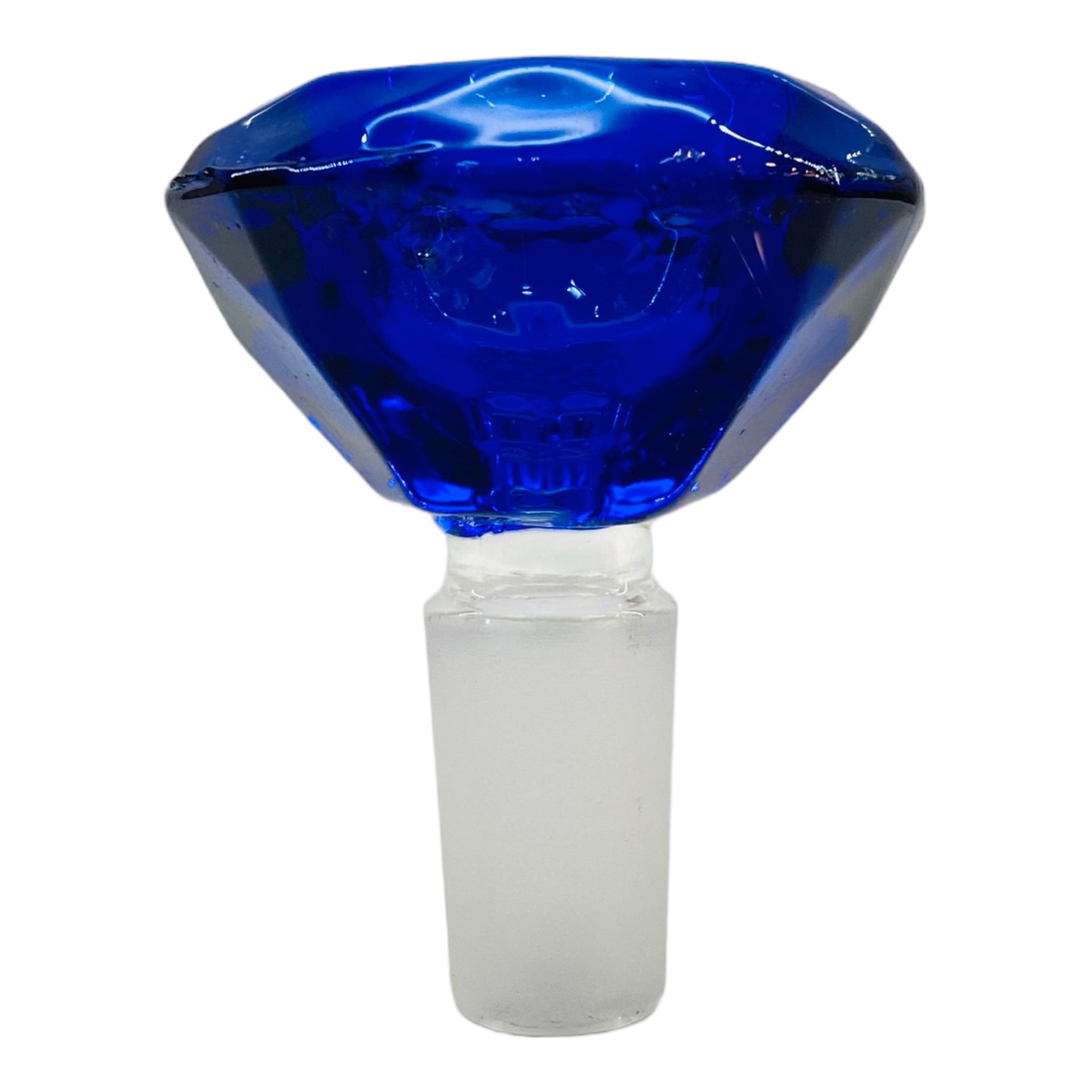14mm Flower Bowl - Faceted Diamond Glass Bong Bowl Piece - Blue