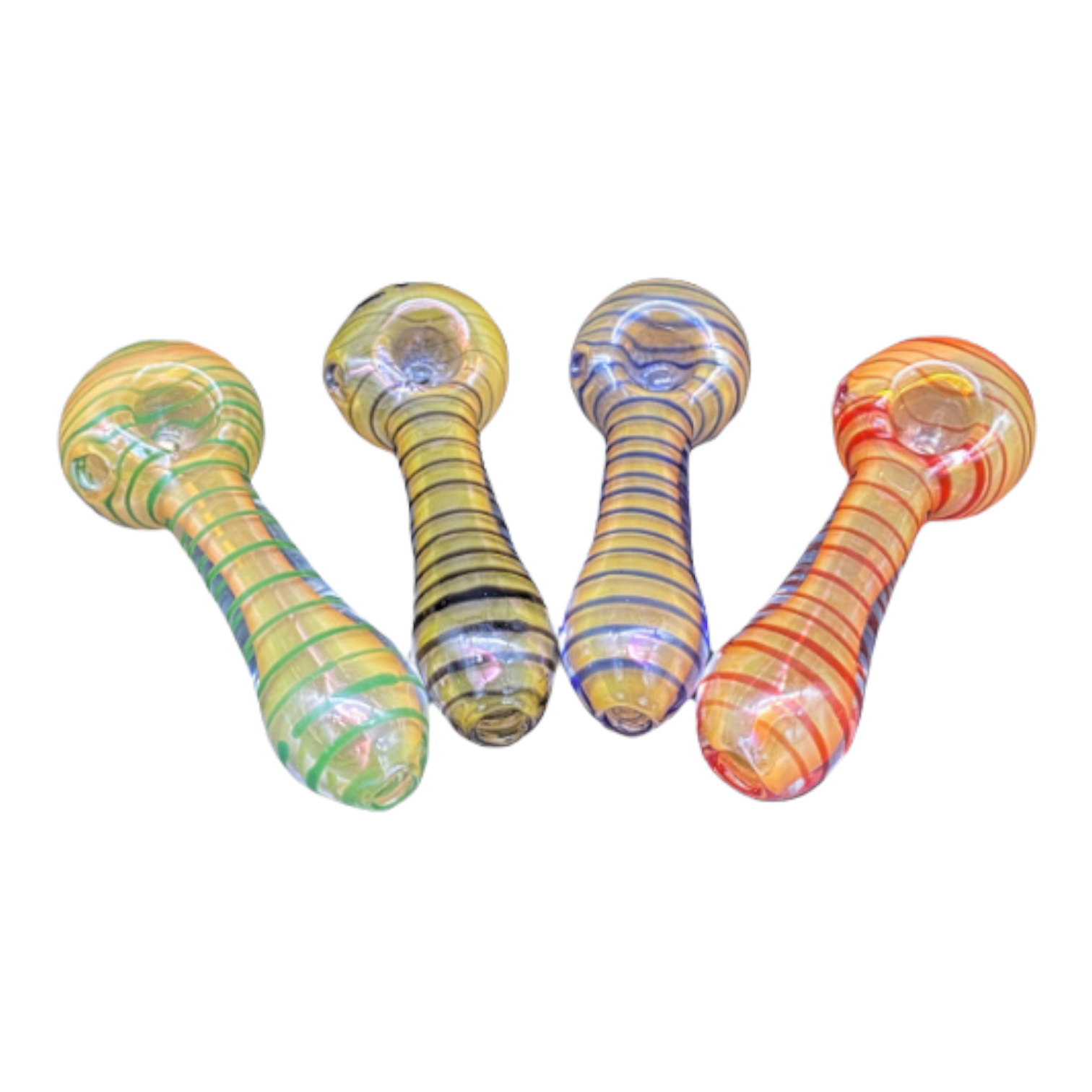 Glass Hand Pipe Inside Out Fume With Spiral Color Twist