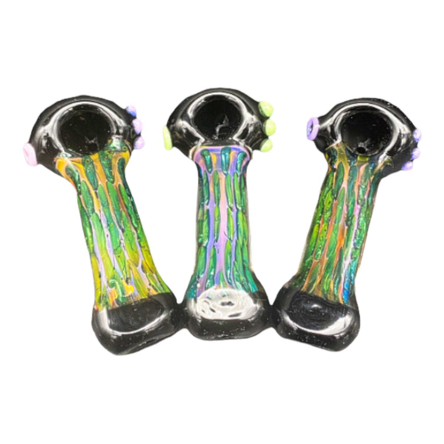 Glass Hand Pipe Fumed Bark With Color Dots Spoon Hand Pipe