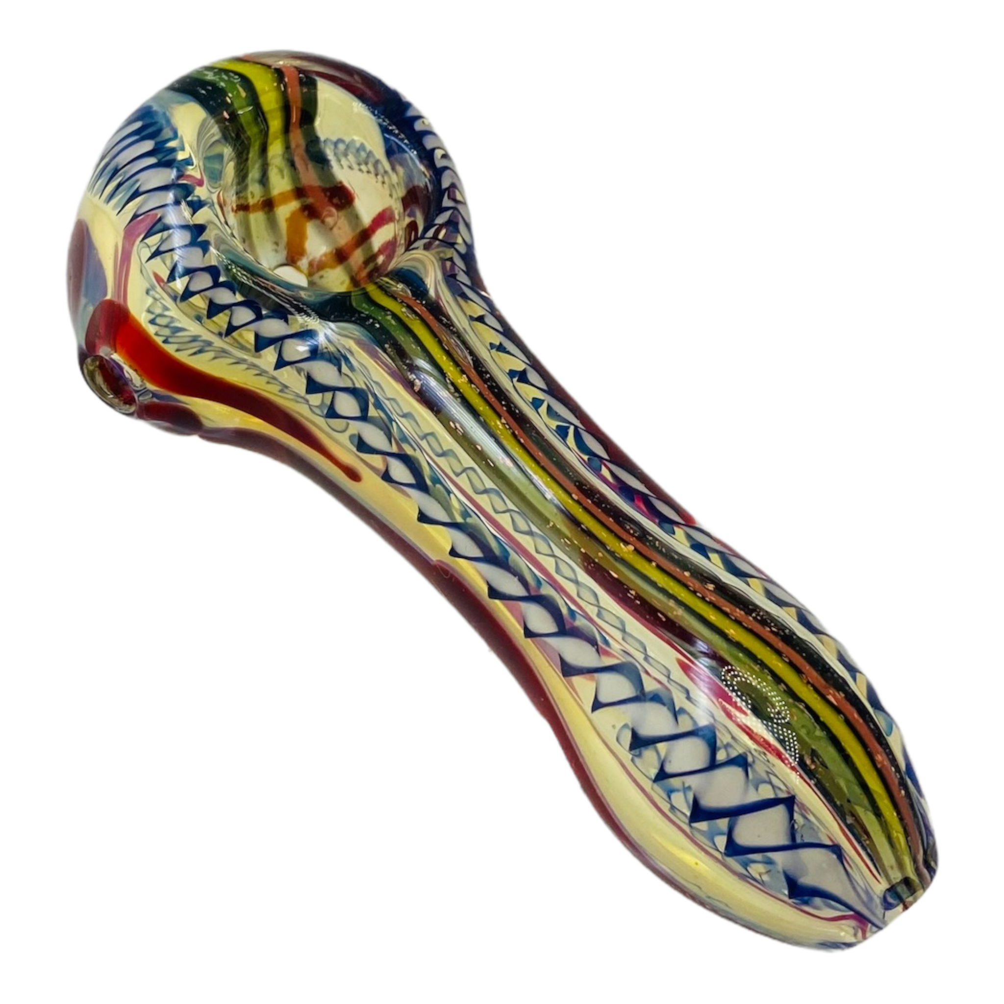 Glass Hand Pipe With Inside Out Color Changing And Sparkly Dichro