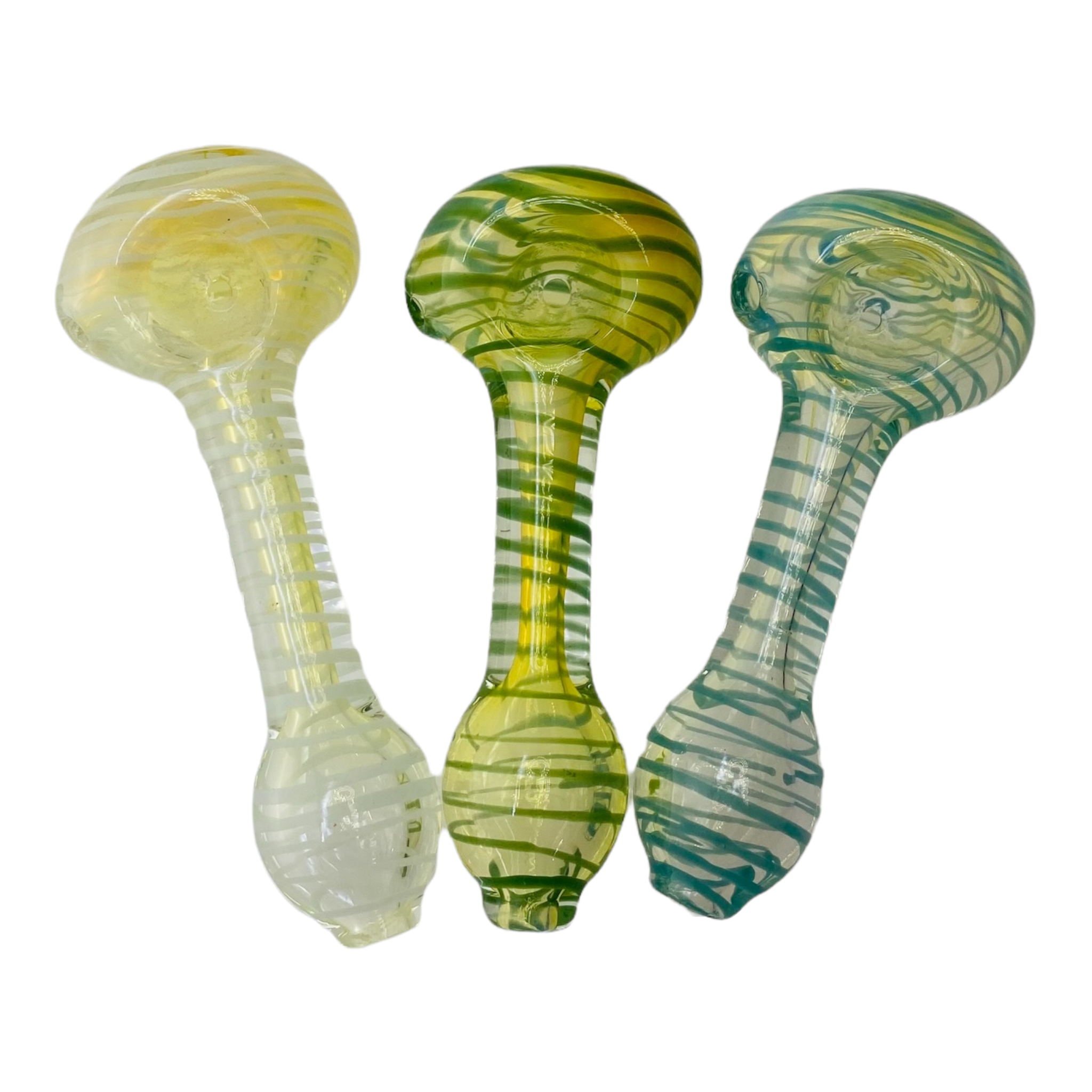 Glass Hand Pipe - Small Narrow Neck Spoon Pipe With Color Spiral Twist
