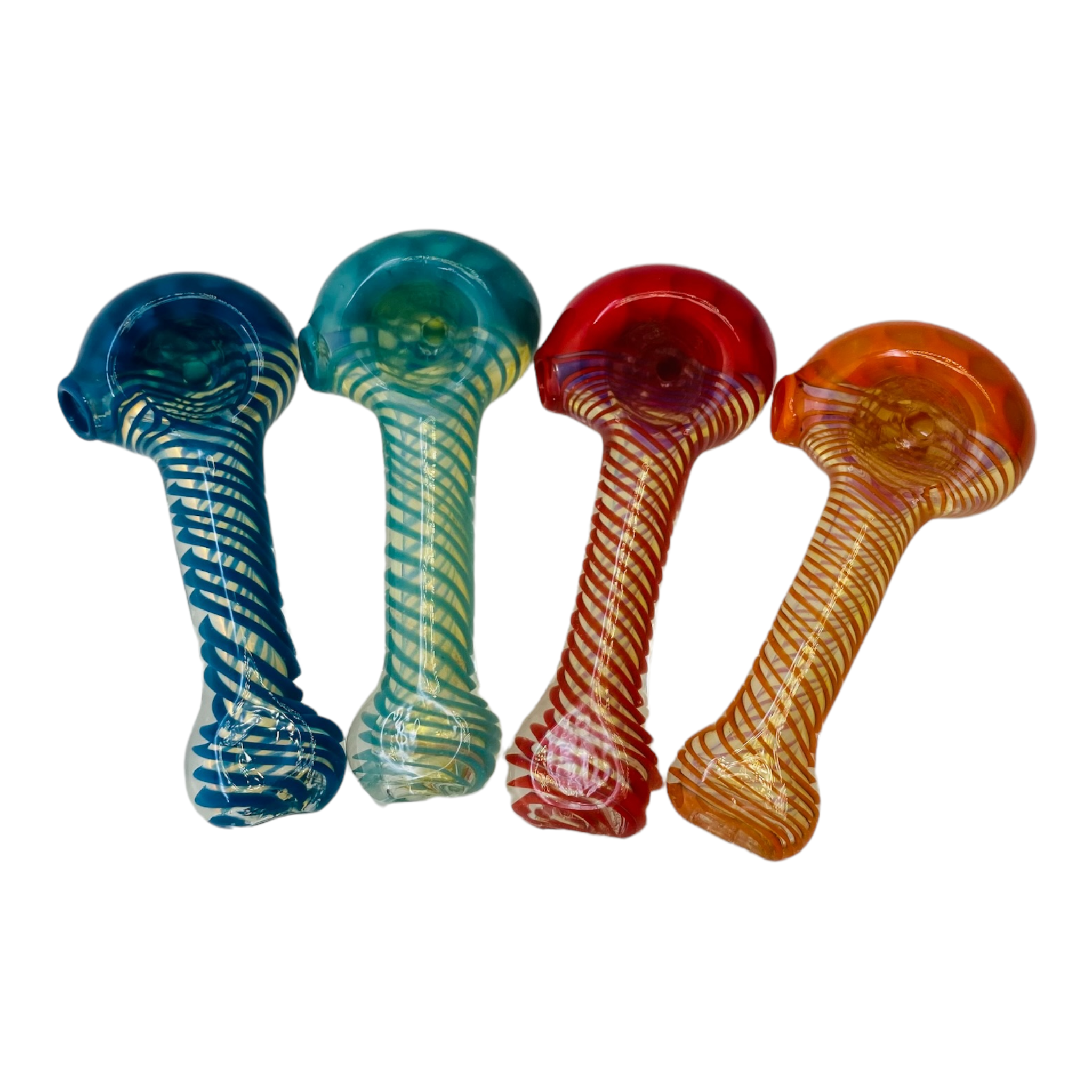 Mini Glass Hand Pipe With Color Dot Stack And Spiral Color Twist