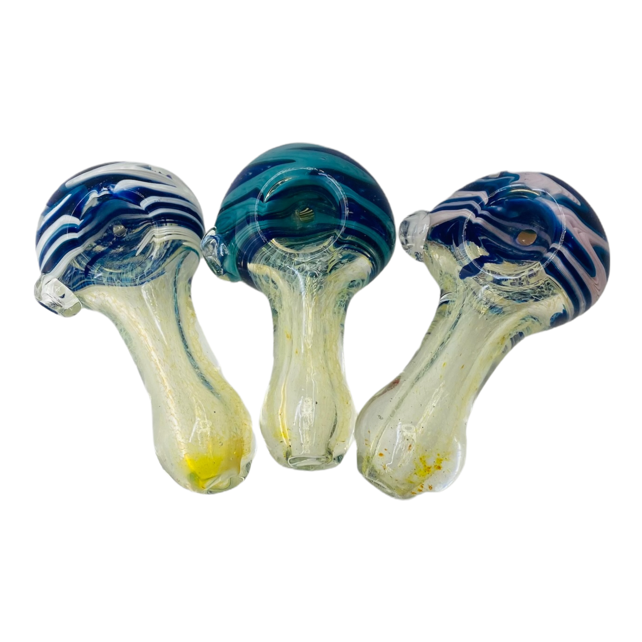 Glass Hand Pipe Fumed Bark With Color Dots Spoon Hand Pipe