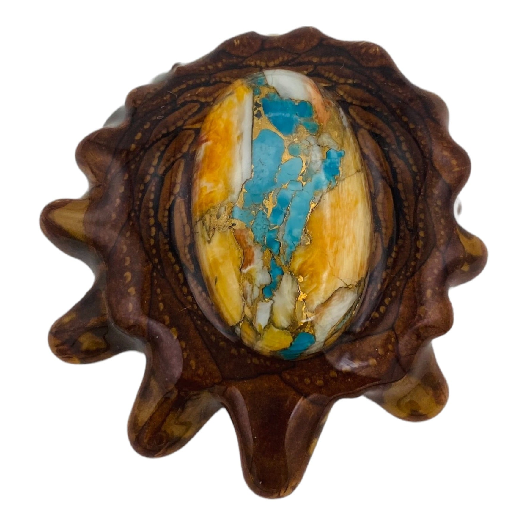 Third Eye Pinecones - Blue & Orange Mohave Turquoise Baby Sinew - Large