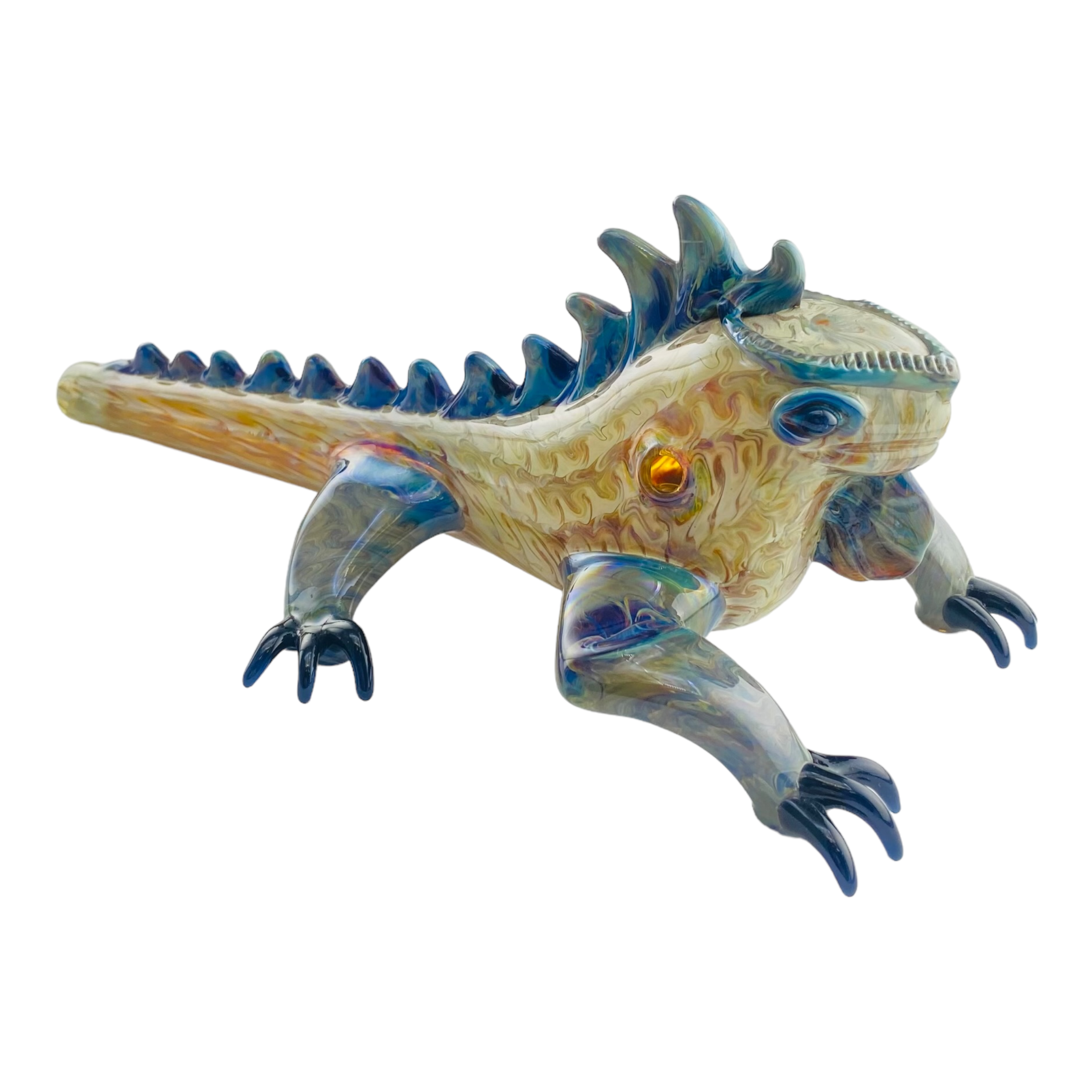 Handmade Iguana Lizard Shaped Dry Hand Pipe Handmade By Daniel's Glass Art