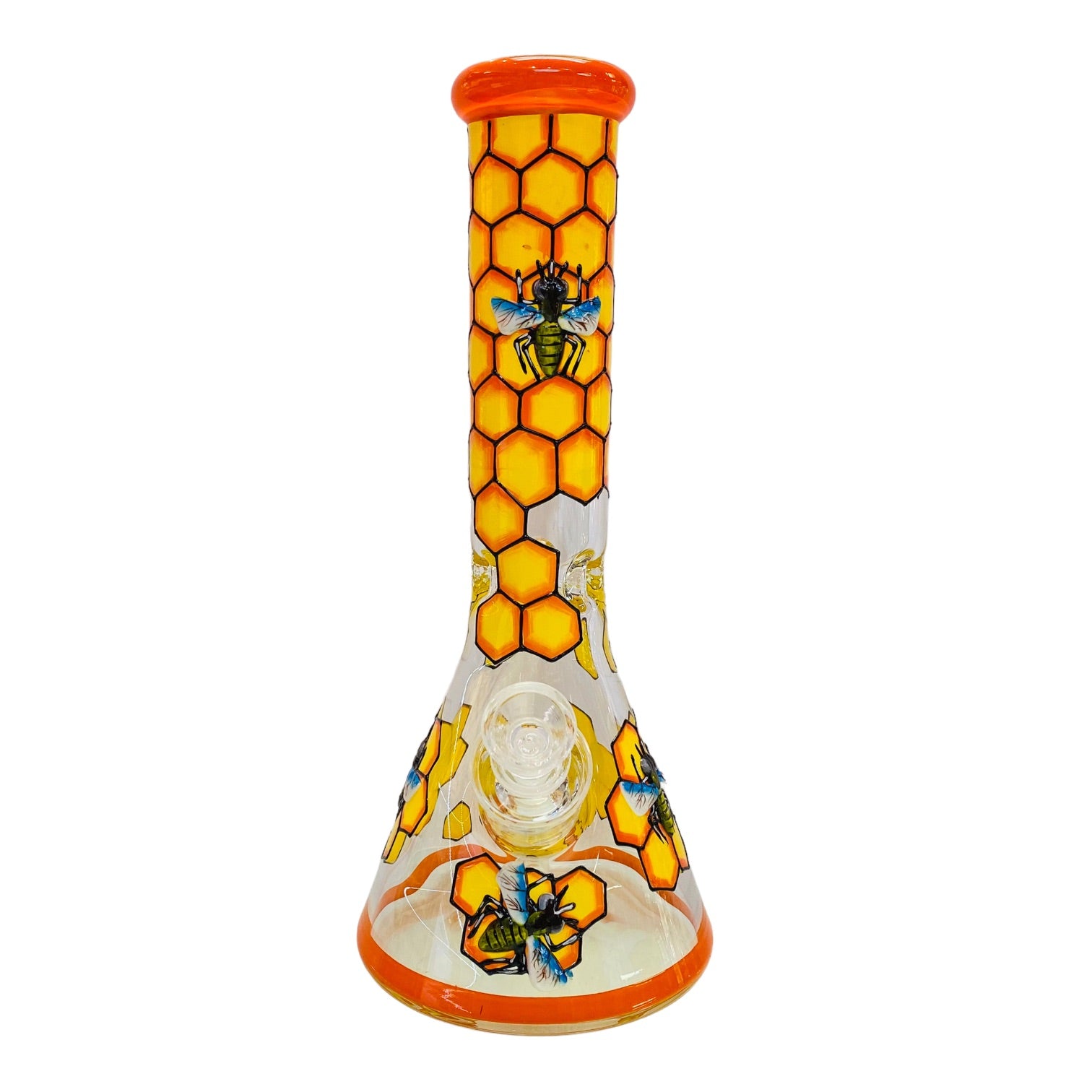 12 Inch Glass Beaker Bong With Bees And Honeycomb 