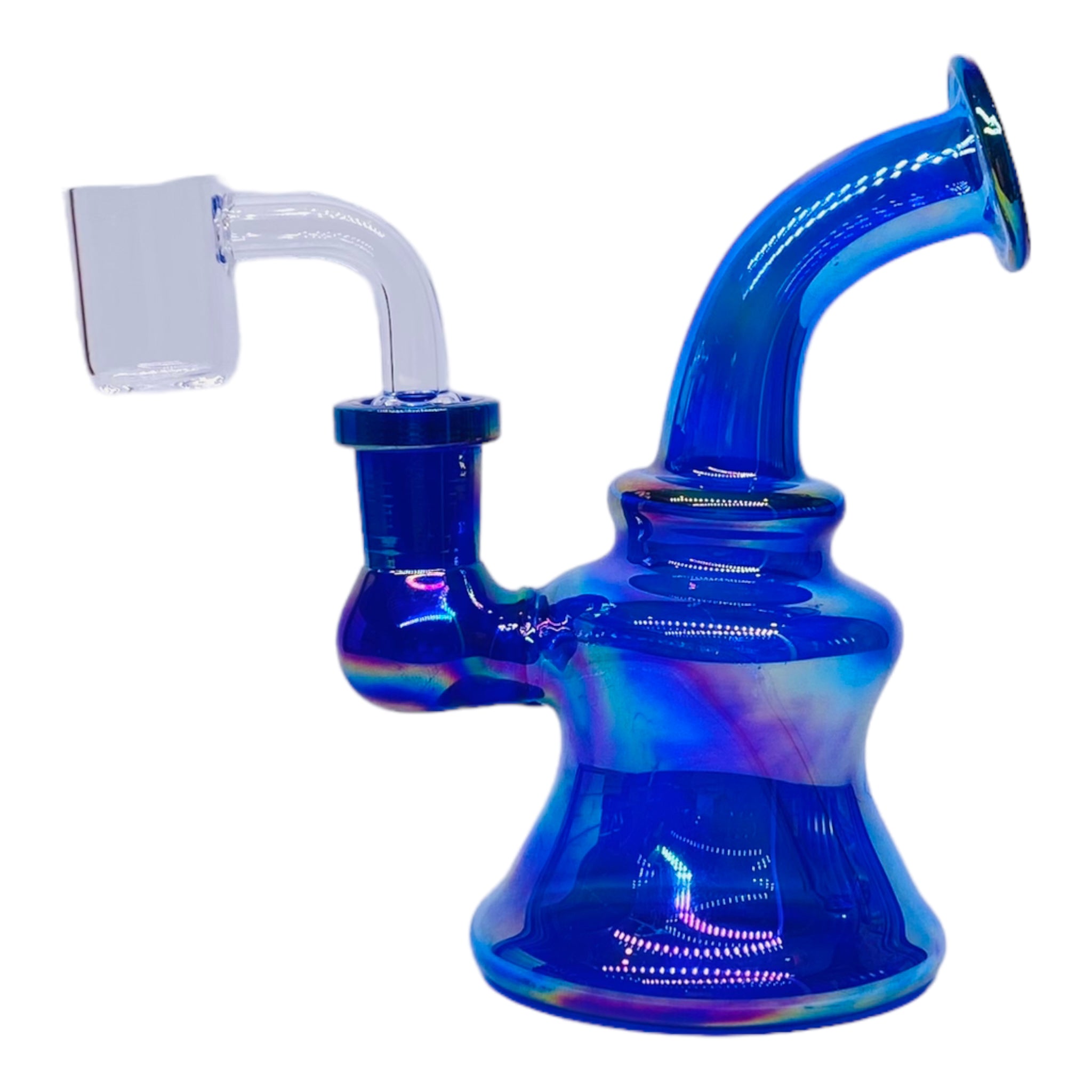 Blue Rainbow Mini Banger Hanger Dab Rig Mini Rainbow Dab Rig With Blue Pearlescent 