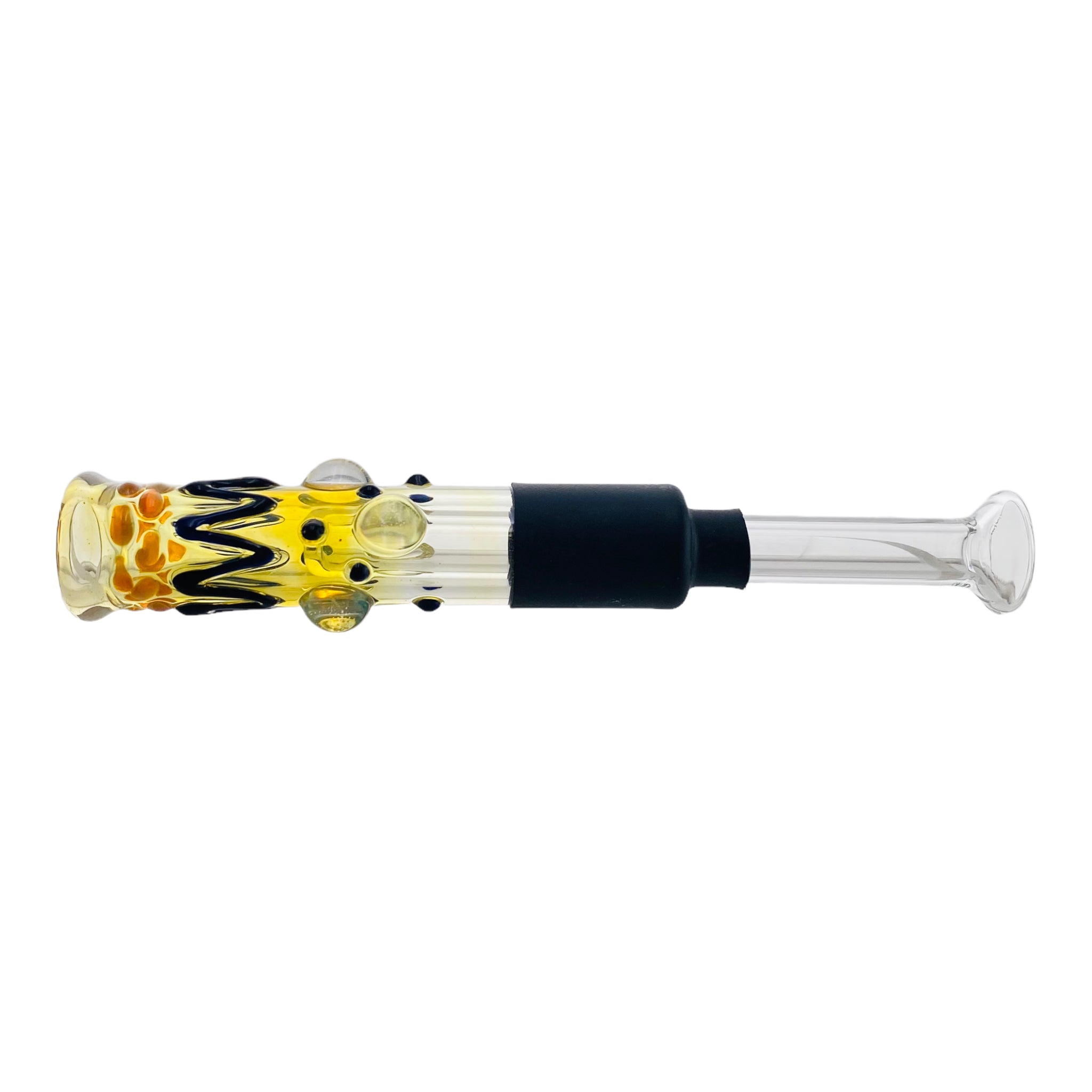 Jellyfish Glass - Yellow Silver Fumed Glass Blunt With Black Dots And Wrap