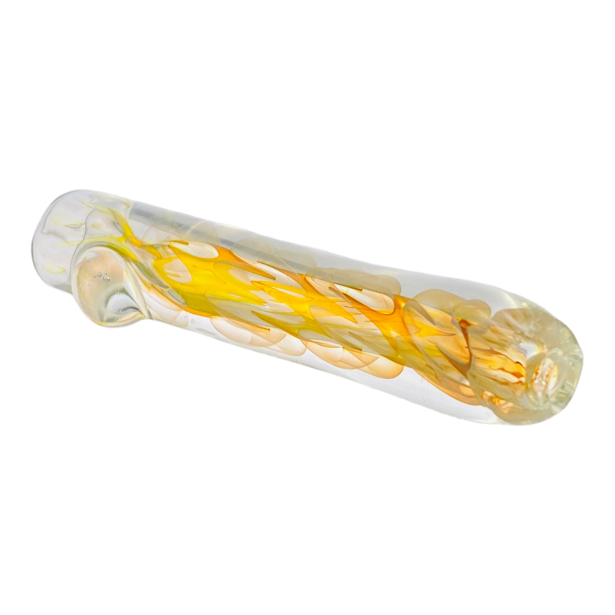 Glass Chillum Pipe - Yellow Silver Fuming Inside Out Explosion