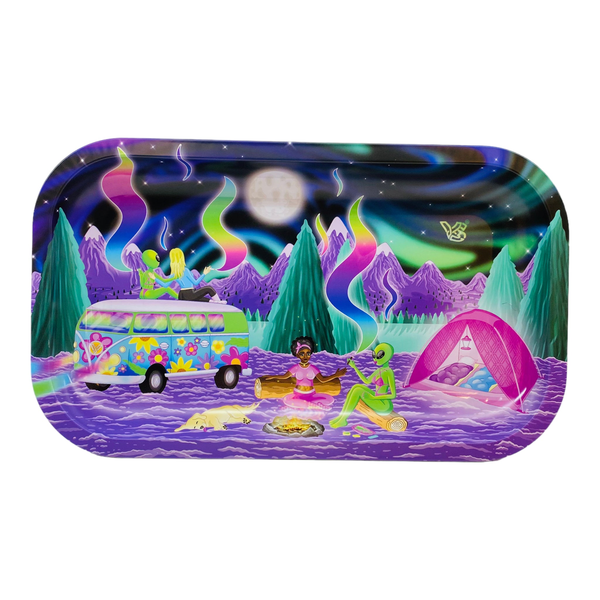 cute V Syndicate Metal Rolling Tray Medium Hippe Girls And Aliens Smoke Sesh