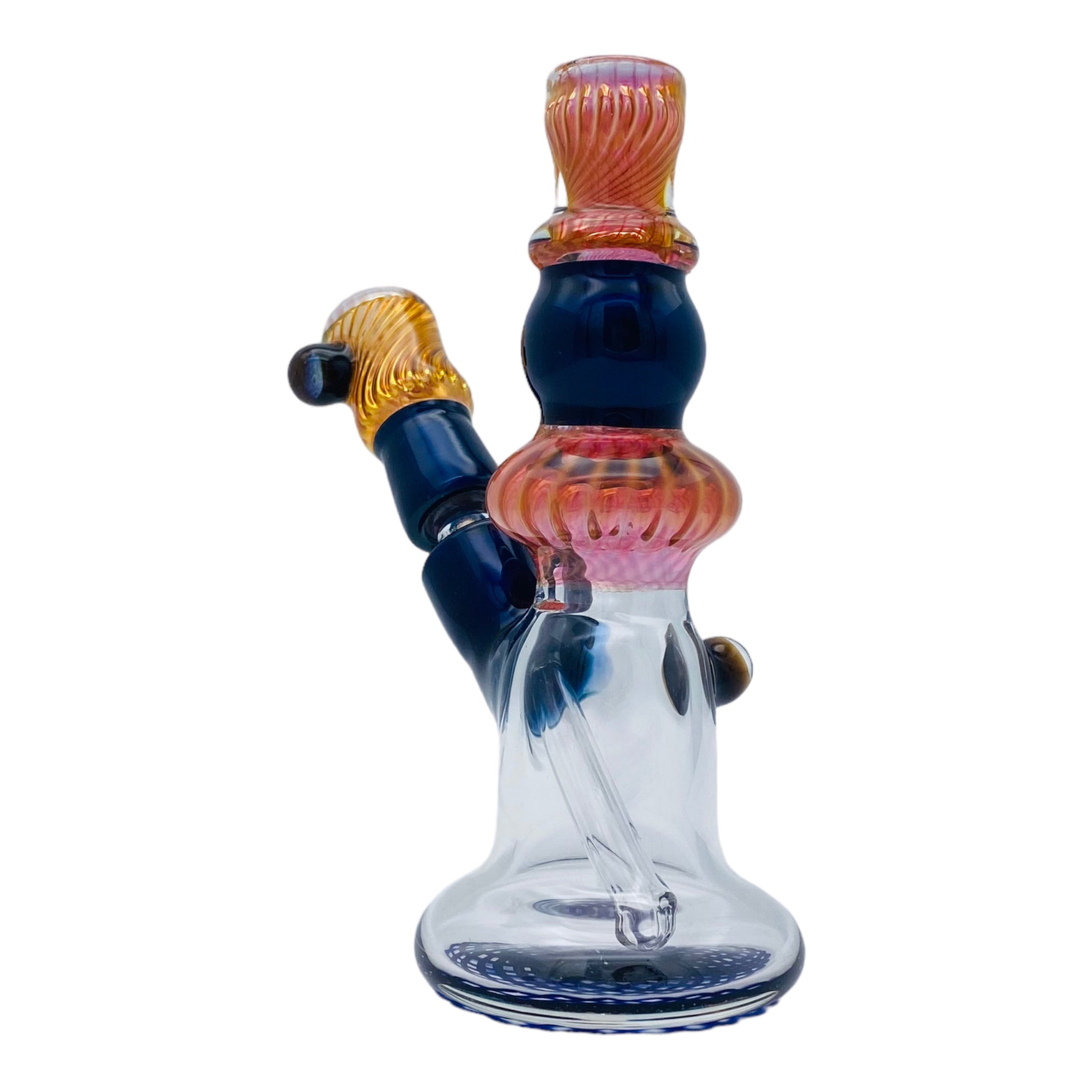 Seth B Glass - Pink Gold Fume Twist And Blue Stardust Mini Tube Dab Rig