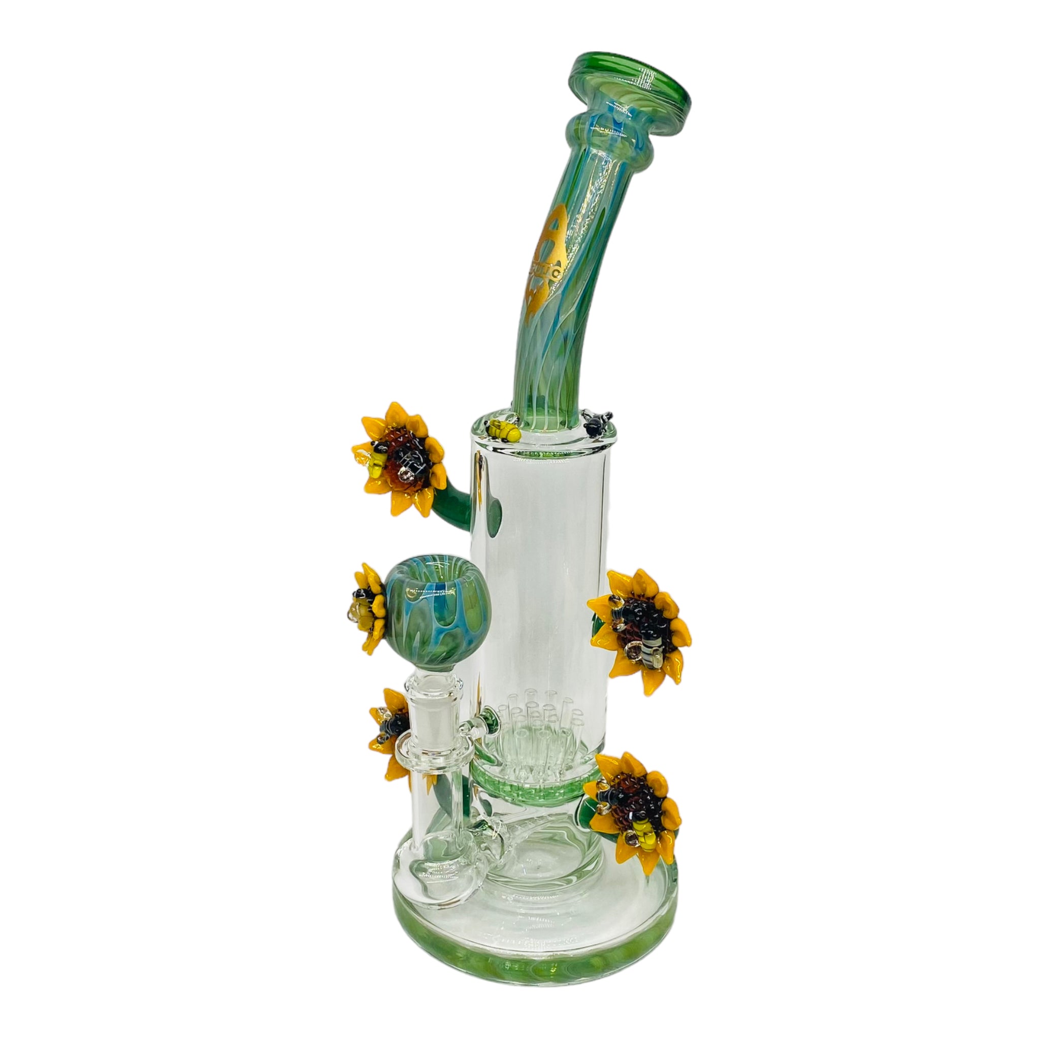 Apollo Glass - Perching Sunflower Garden With Bees Glass Bong