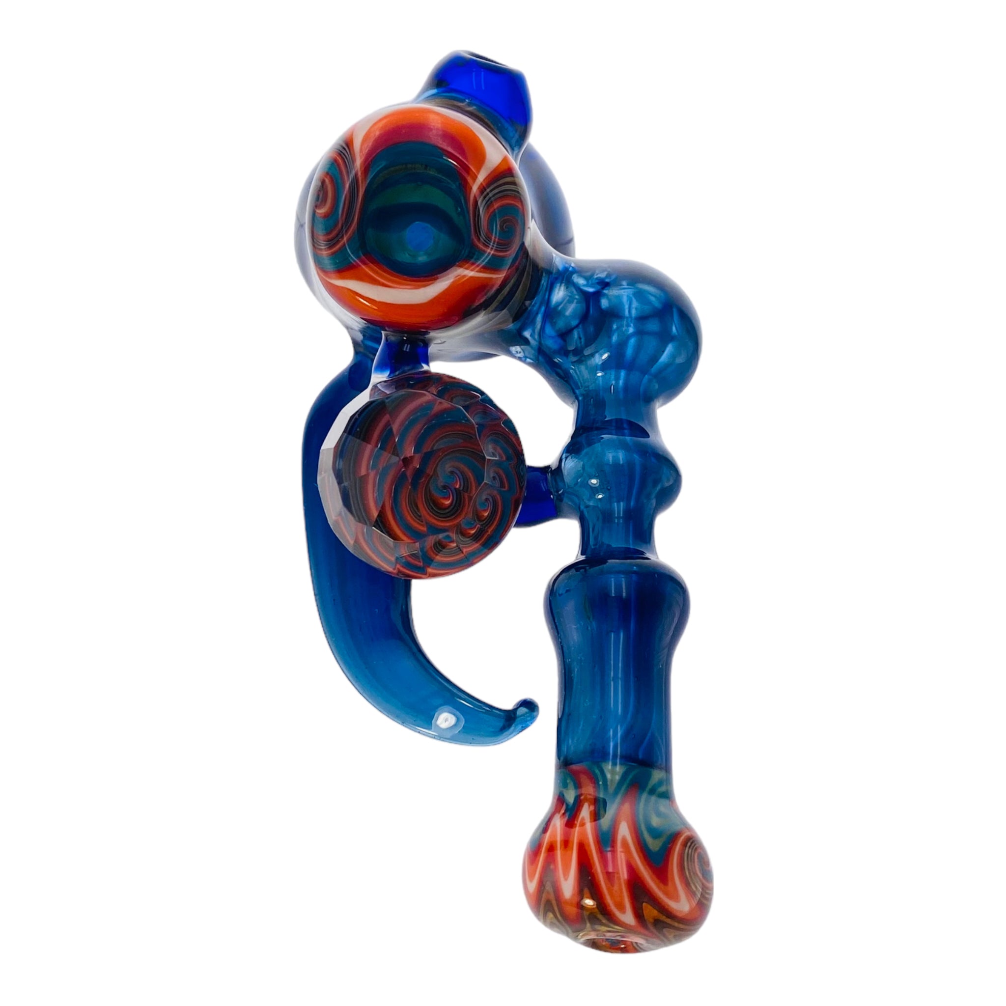 Custom Blue Dot Stack Sidecar Hammer With Faceted Marble