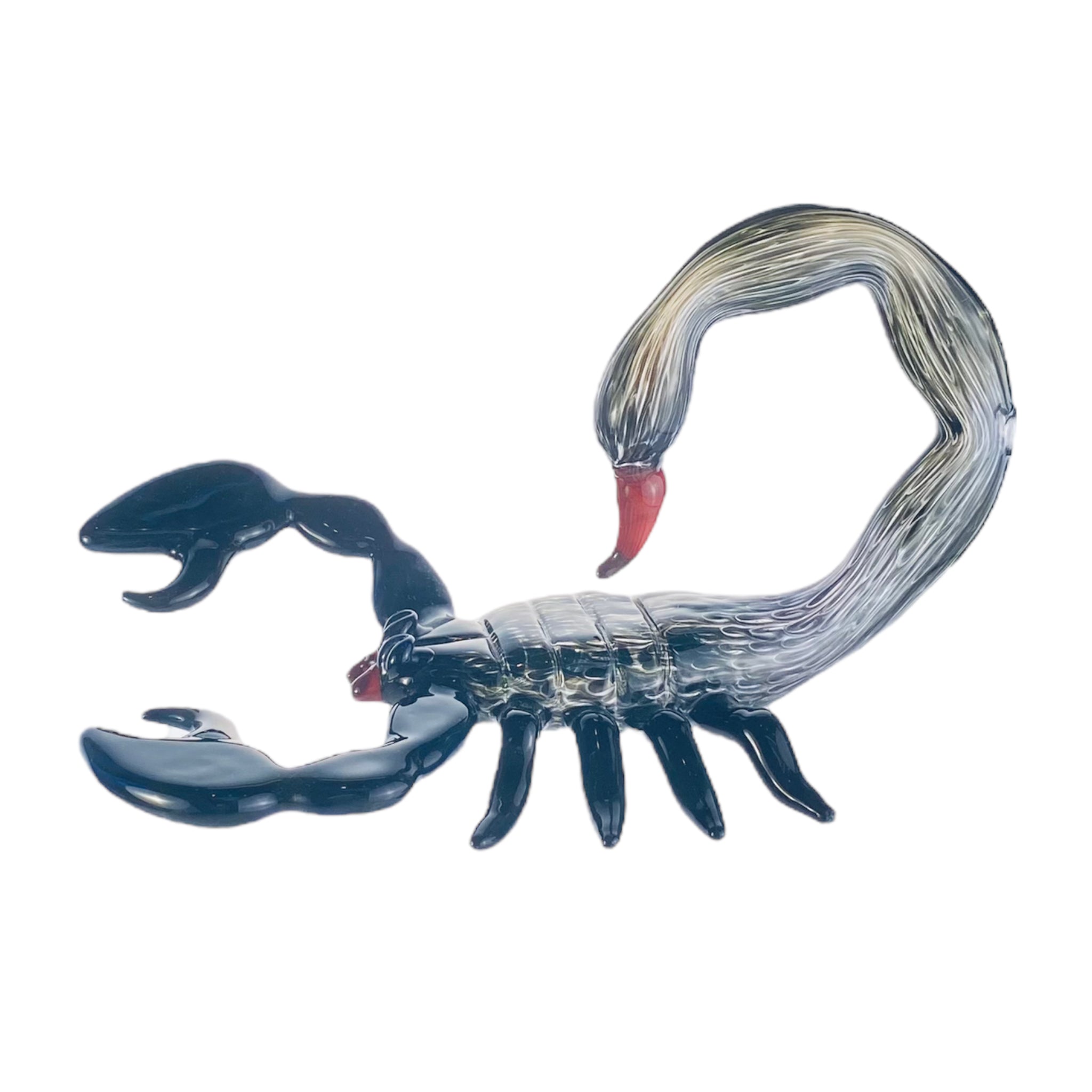 Daniels Glass Art - Glass Large Black Fat Tailed Scorpion Hand Pipe