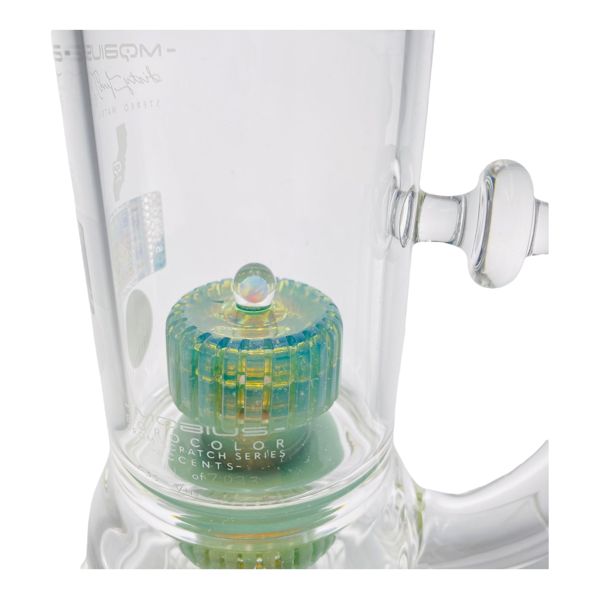 Circle Glass of Mobius Glass Custom 65T With Double Stereo Matrix Percs. Custom Mobius Glass Accent #3 With Opal