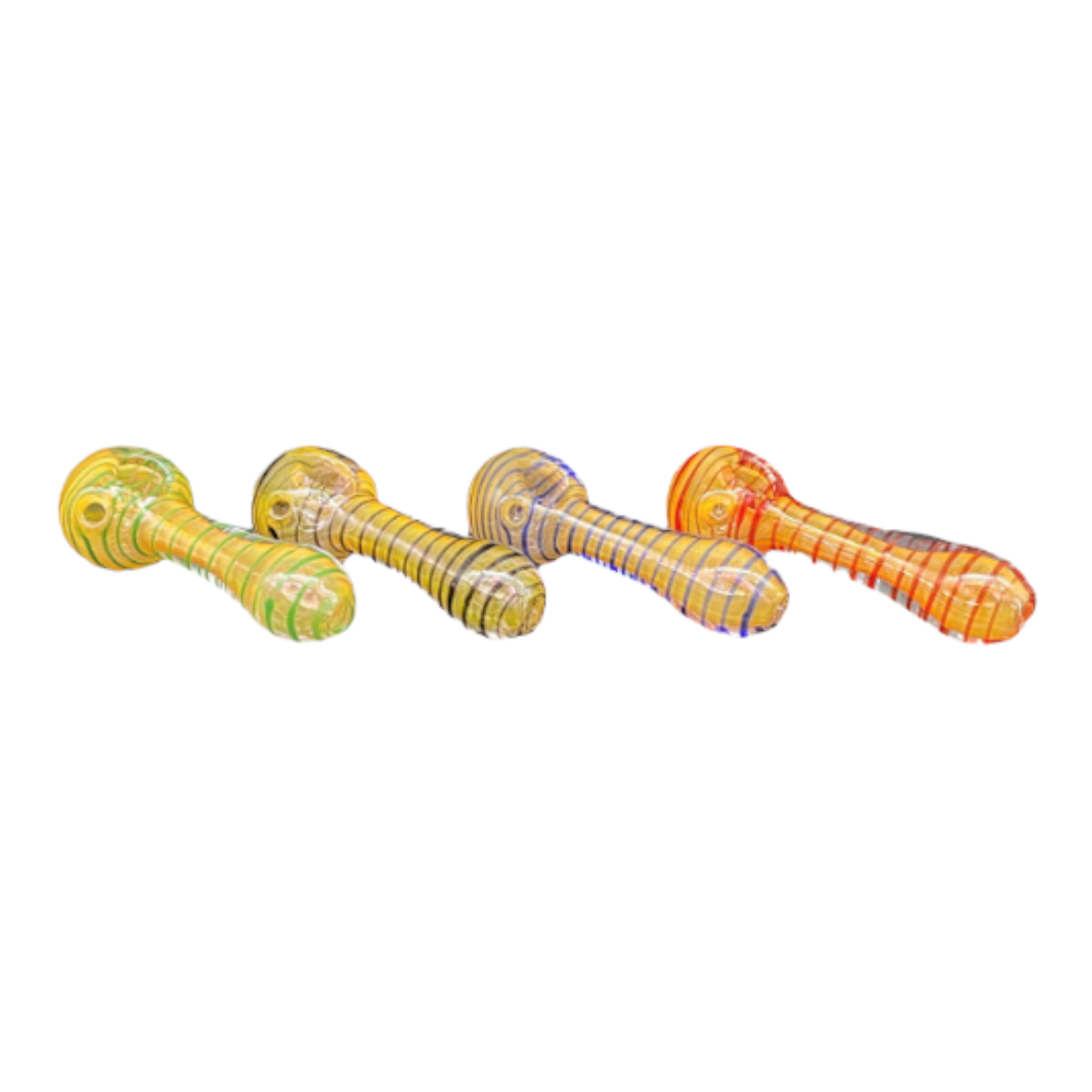 Glass Hand Pipe Inside Out Fume With Spiral Color Twist