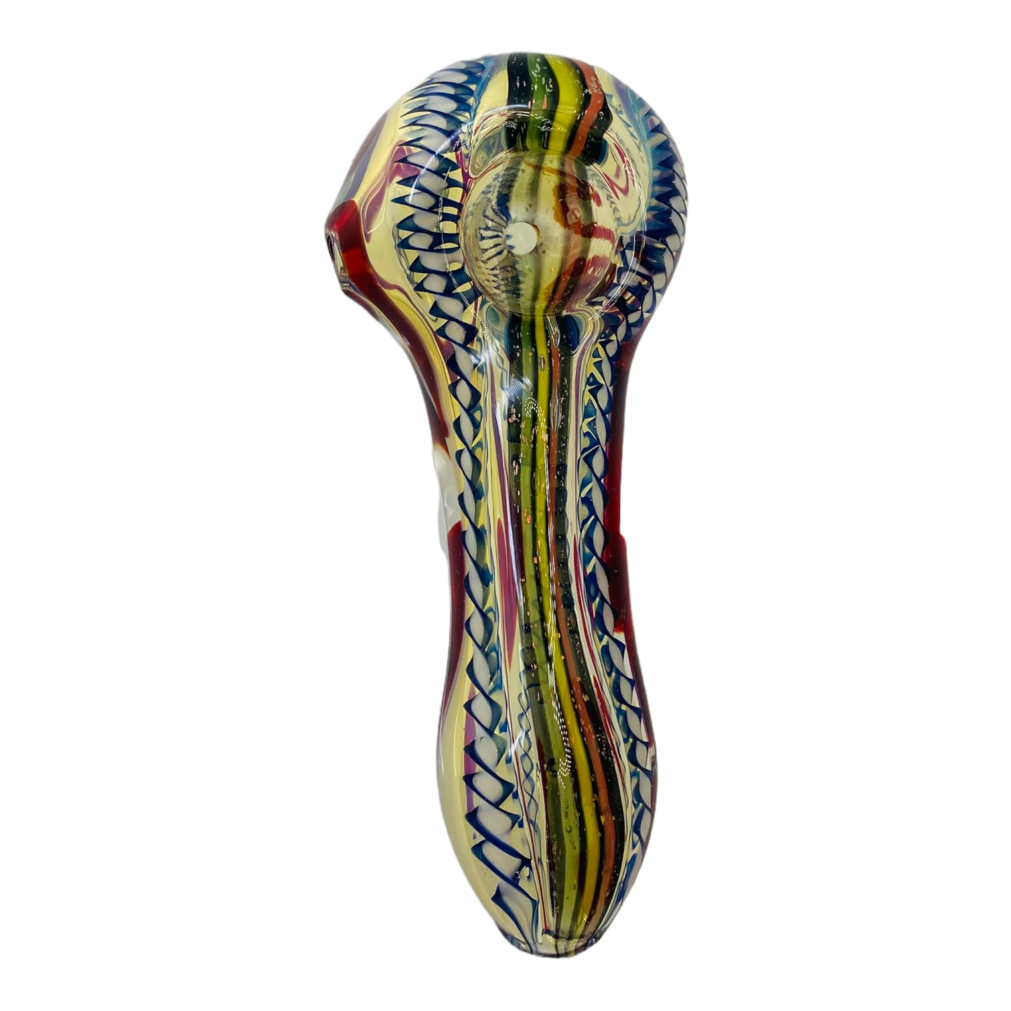Glass Hand Pipe With Inside Out Color Changing And Sparkly Dichro
