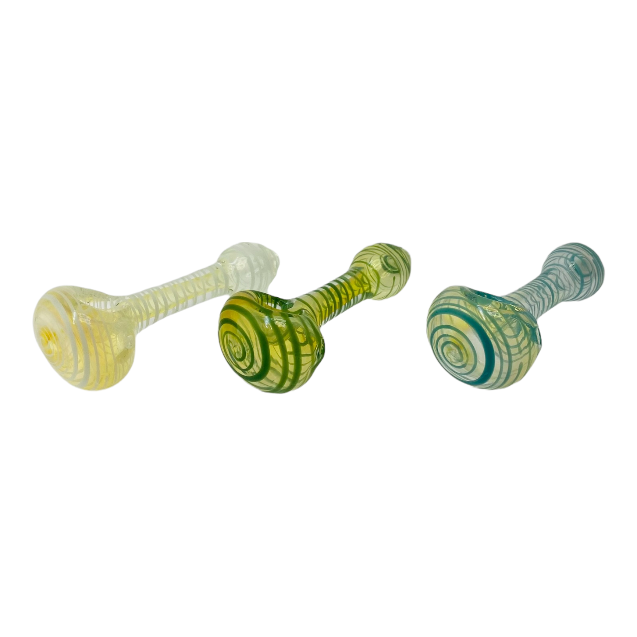 Glass Hand Pipe - Small Narrow Neck Spoon Pipe With Color Spiral Twist
