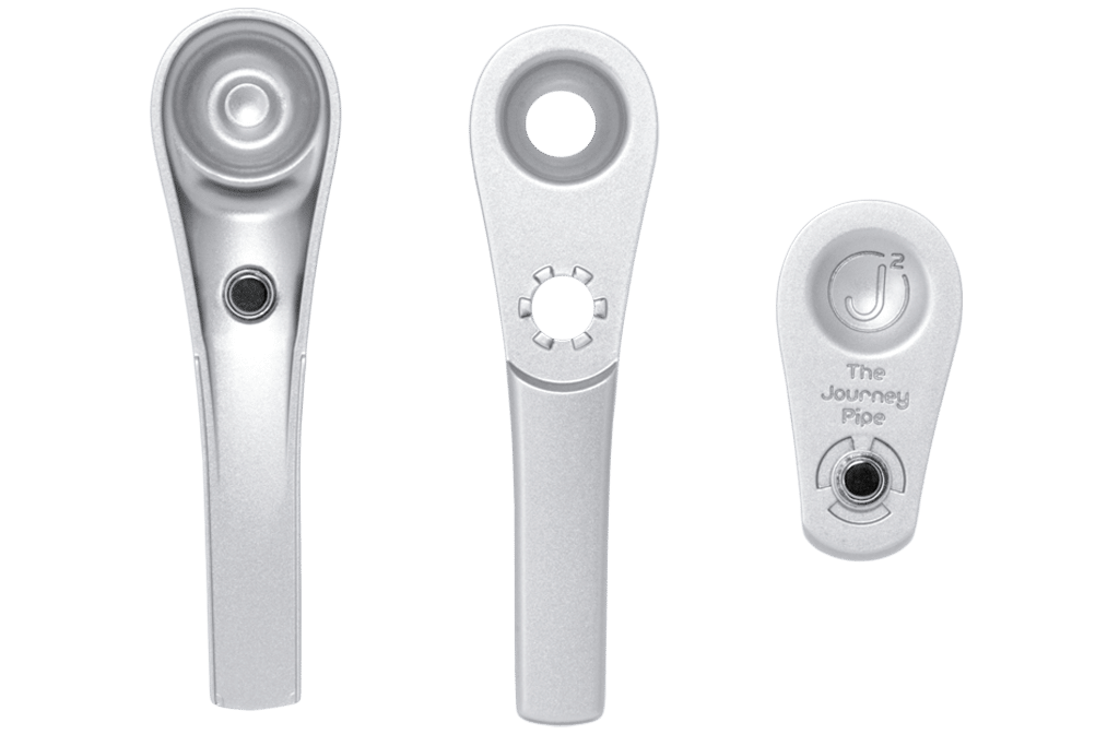 The Journey Pipe - 3 Piece Metal Hand Pipe With Built In Screen - Silver