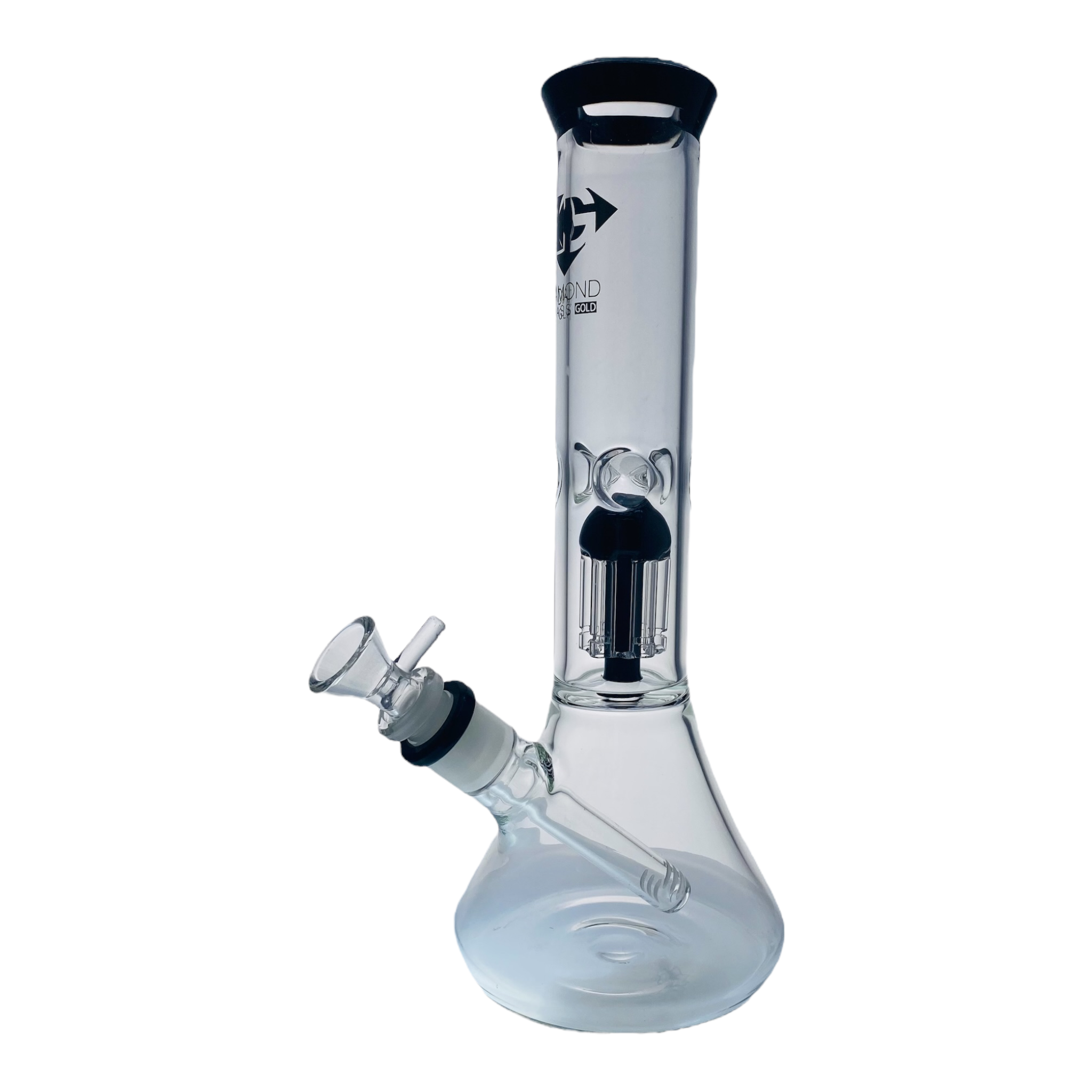 Diamond Glass Bong - 12 Inch Beaker With Tree Perc And Black Accent