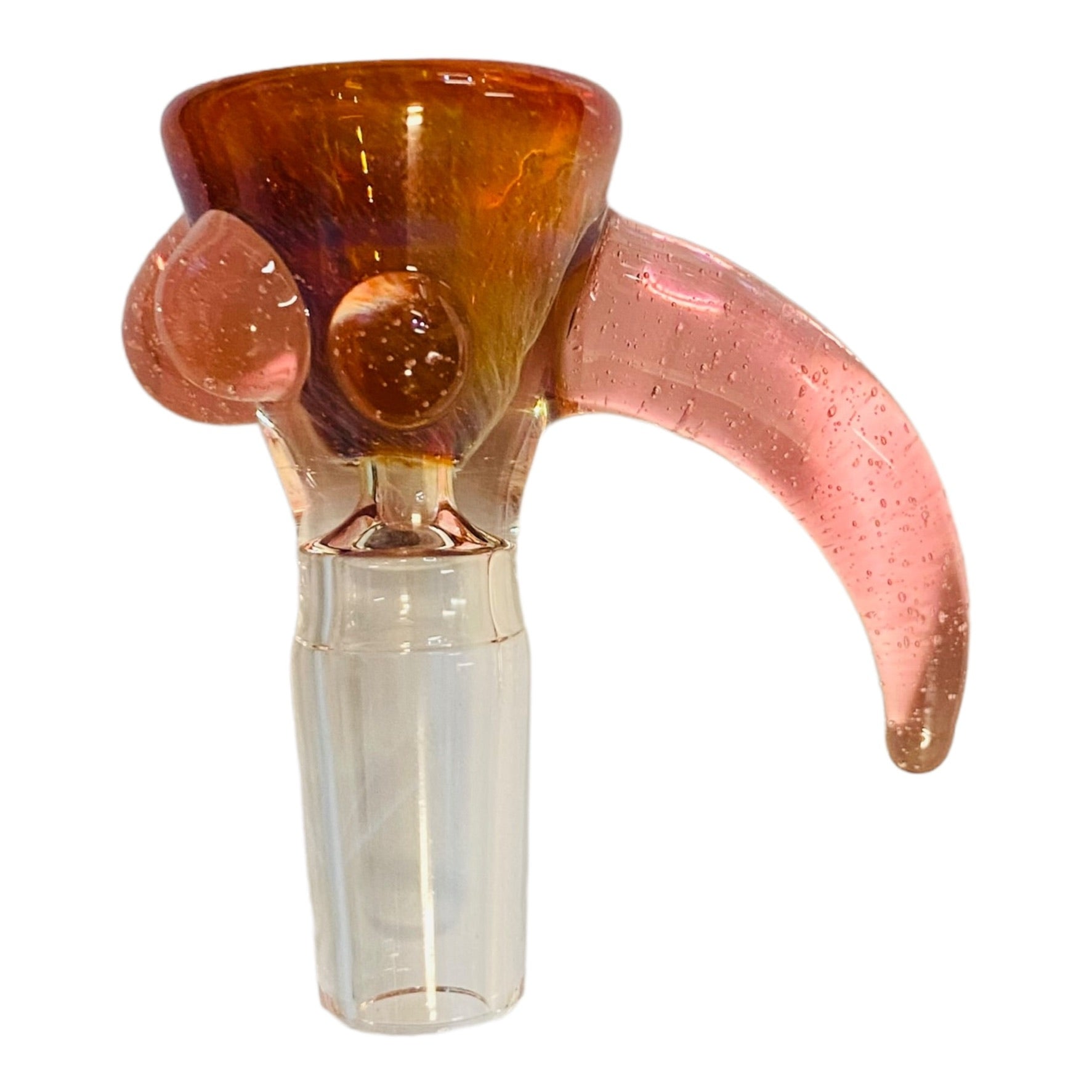 Arko Glass - 14mm Bowl Amber Frit With CFL Green-Pink Handle