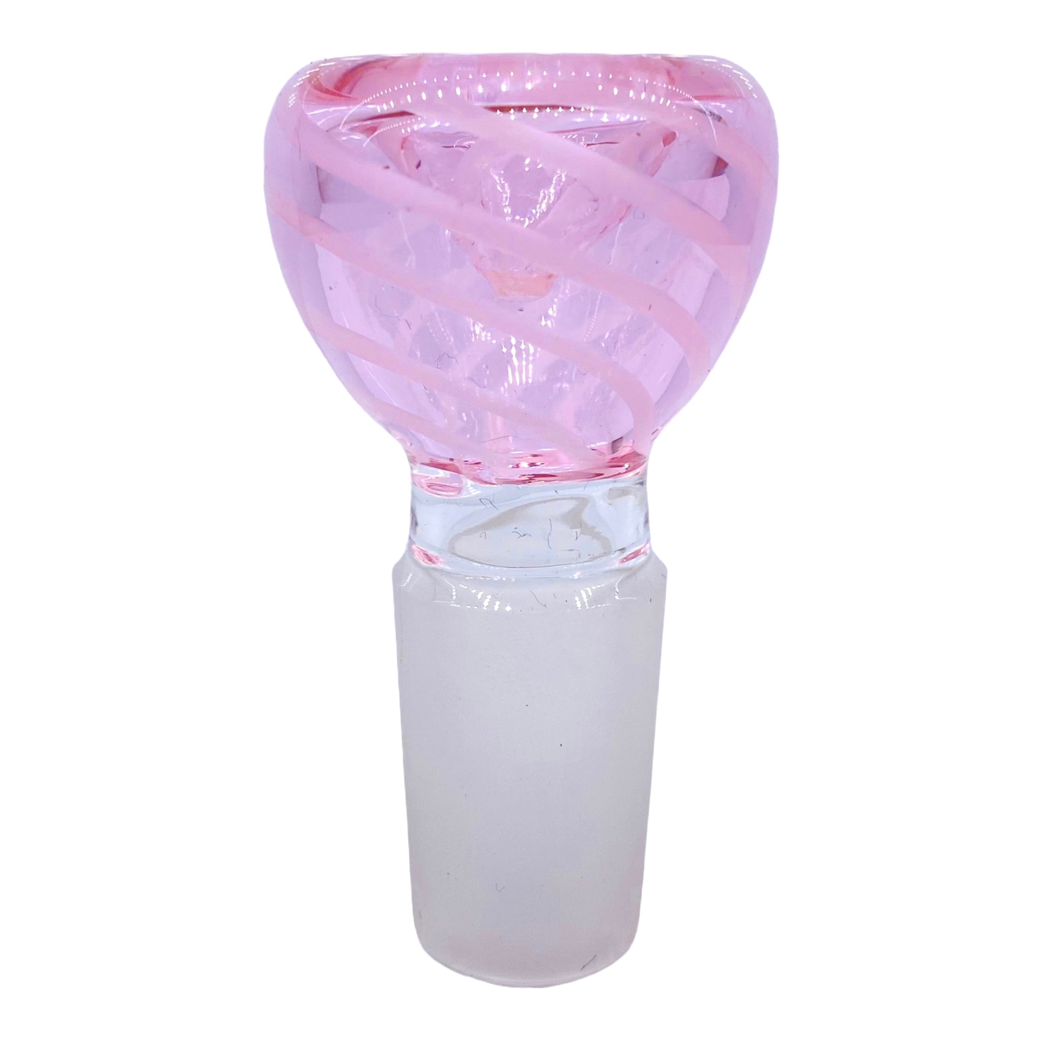 18mm Flower Bowl - Pink With White Twirl Basic Bubble Bong Bowl Piece