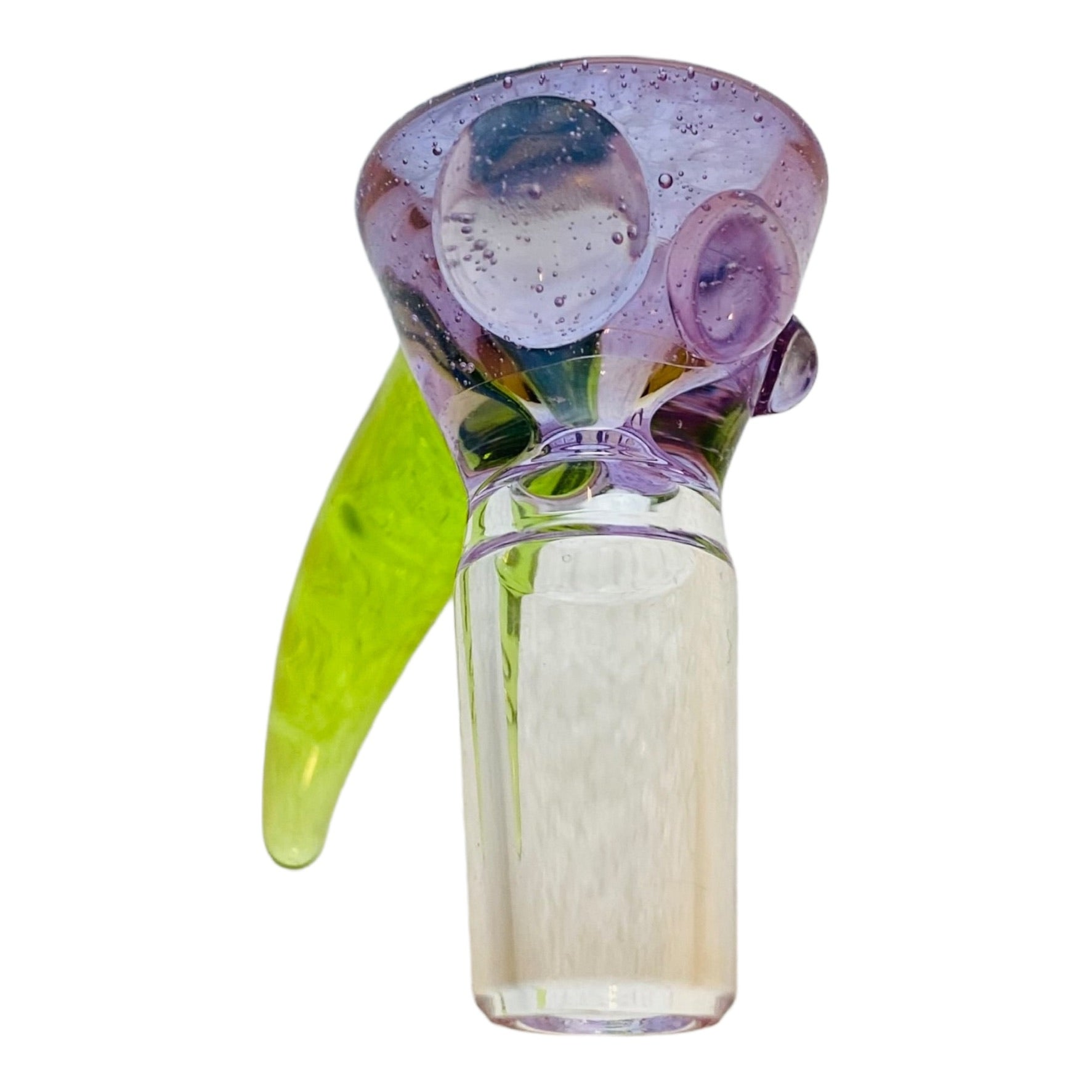 Arko Glass - 14mm Bowl Purple With Green Handle 