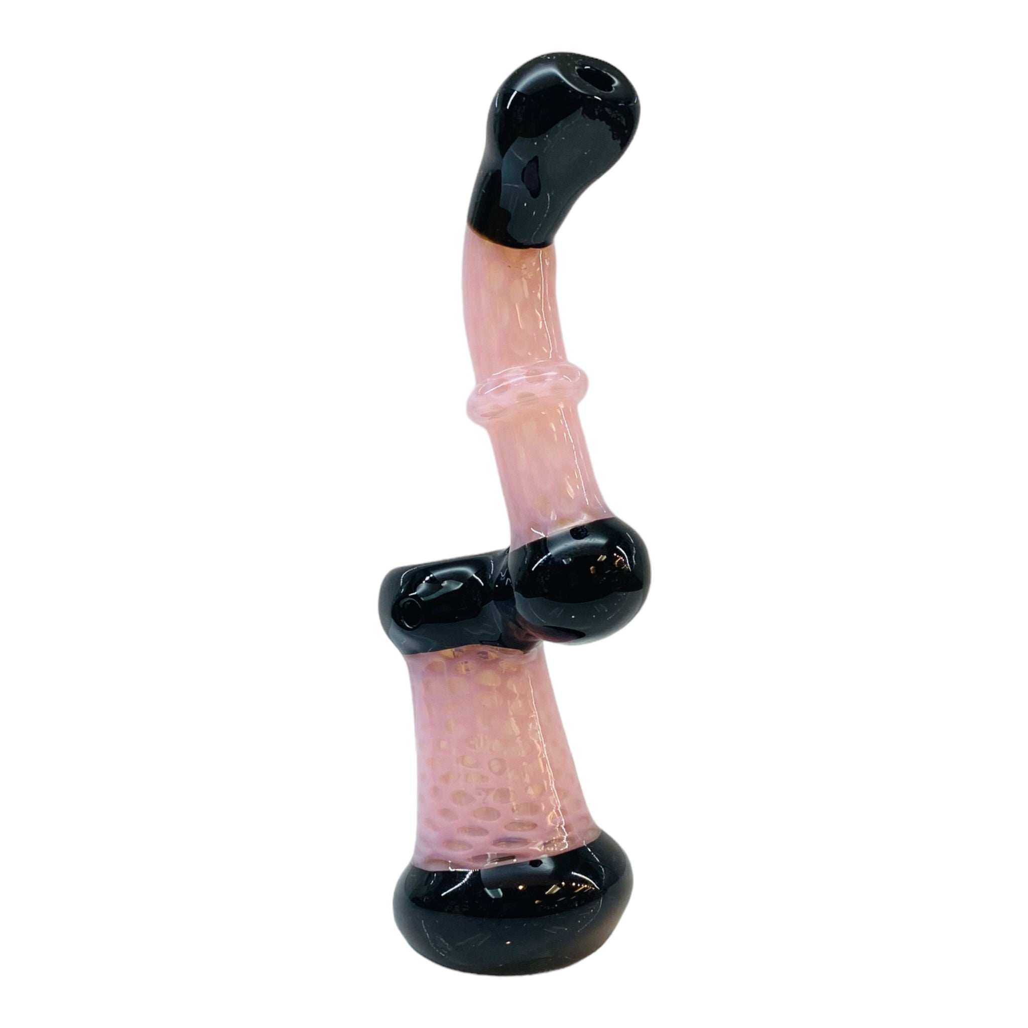 girly Pink And Black Honeycomb Stand Up Glass Bubbler