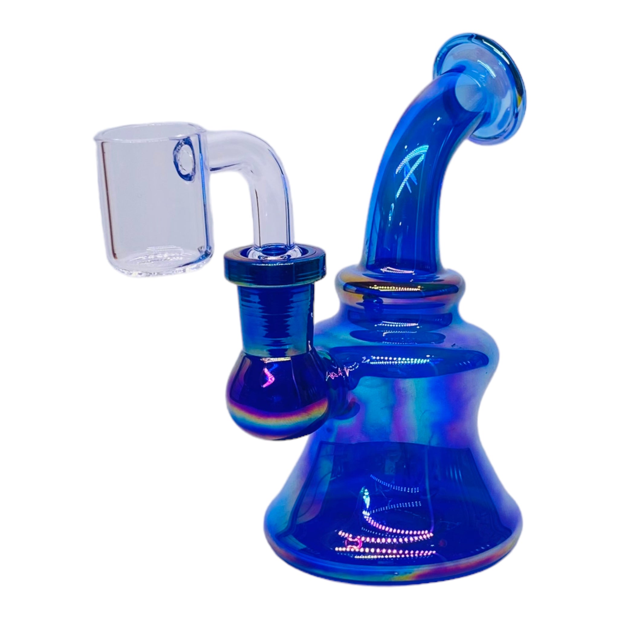 Blue Rainbow Mini Banger Hanger Dab Rig Mini Rainbow Dab Rig With Blue Pearlescent