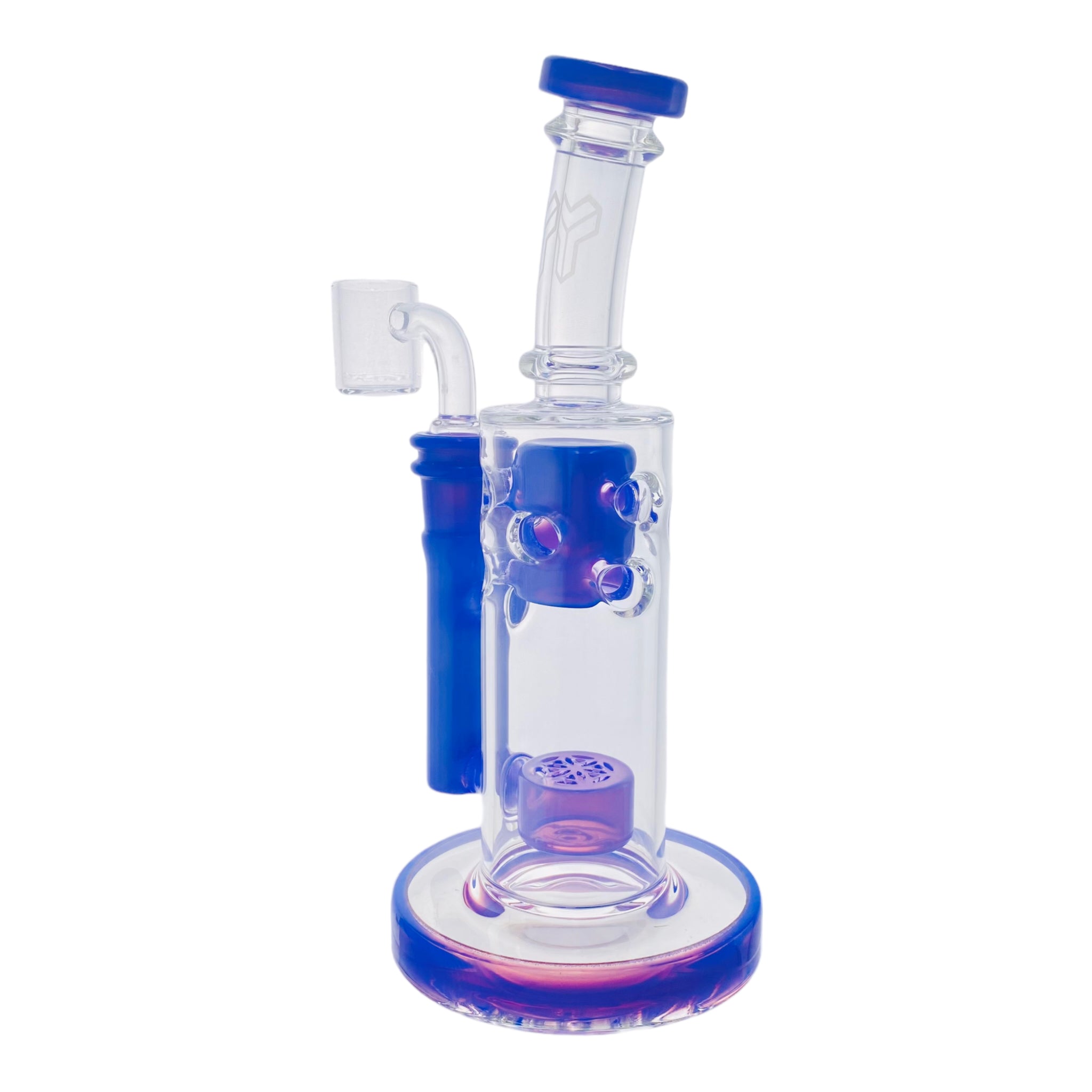 Deluxe Glass - Purple Mini Straight Fab Bong Dab Rig With Seed Of Life Perc