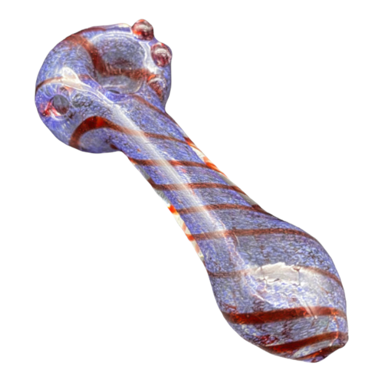 blue red Glass Hand Pipe - Double Blown Inside Out Spiral Colors