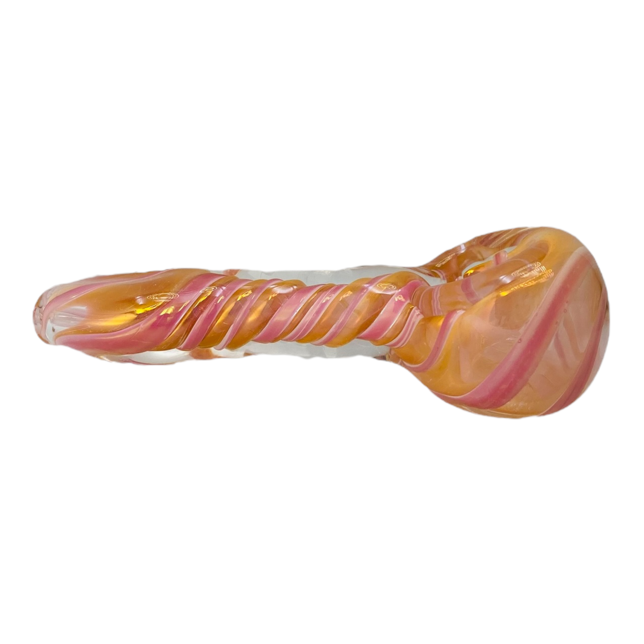 Glass Hand Pipe - Double Blown Inside Out Gold Fume Spoon Hand Pipe