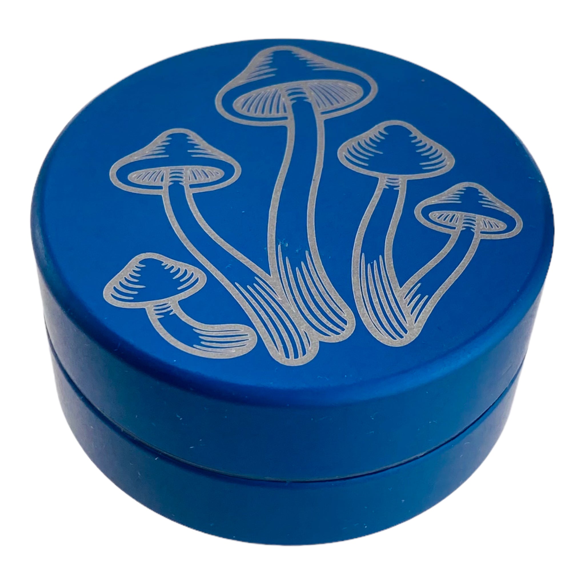 Tahoe Grinders - Blue Anodized Aluminum Large Two Piece Herb Grinder With Cordycep Mushrooms