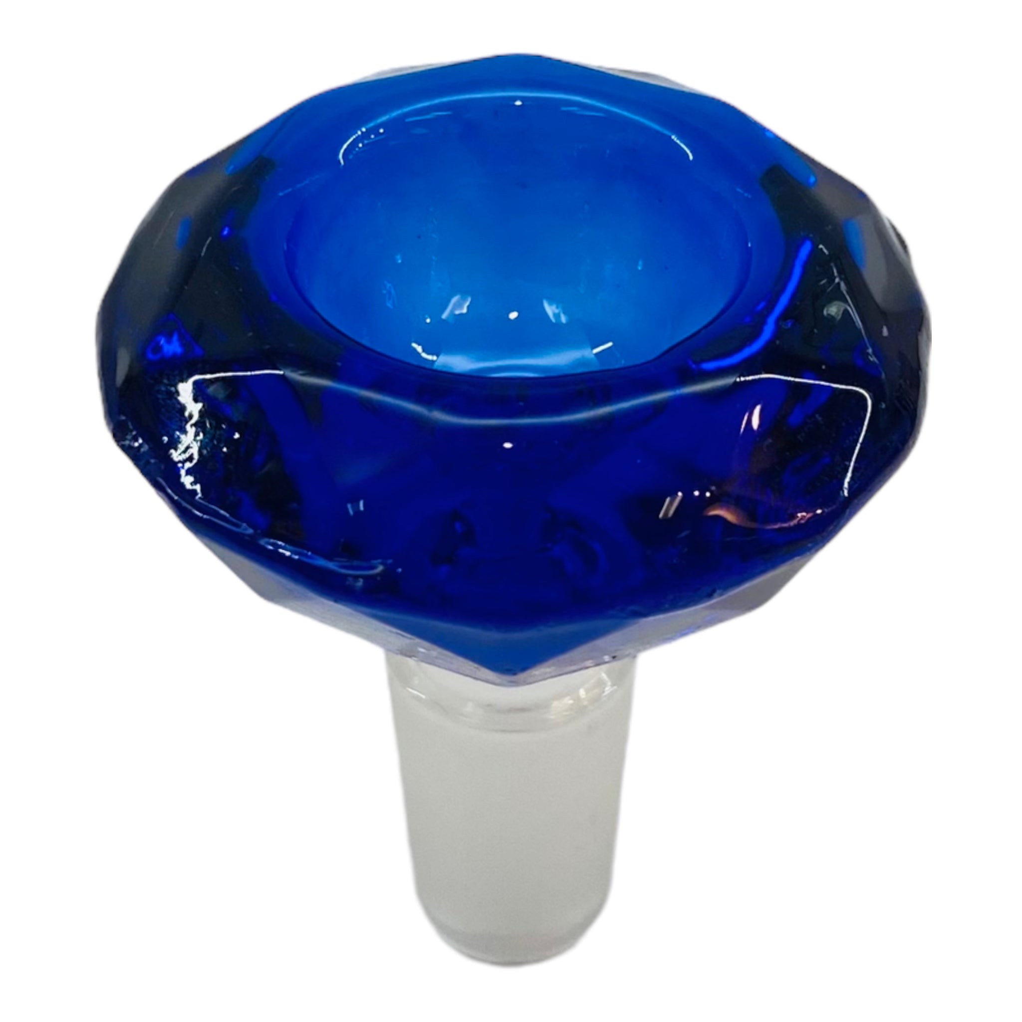14mm Flower Bowl - Faceted Diamond Glass Bong Bowl Piece - Blue
