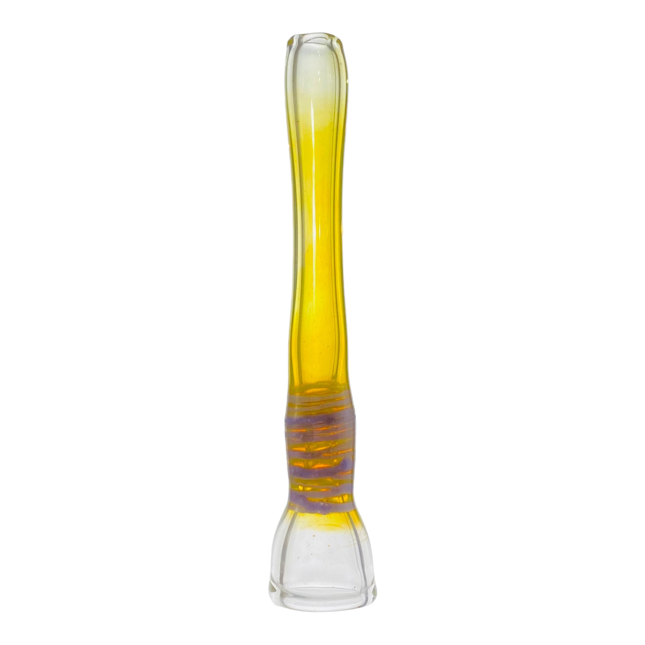 Glass Chillum Pipe - Yellow Silver Fuming With Purple Wrap