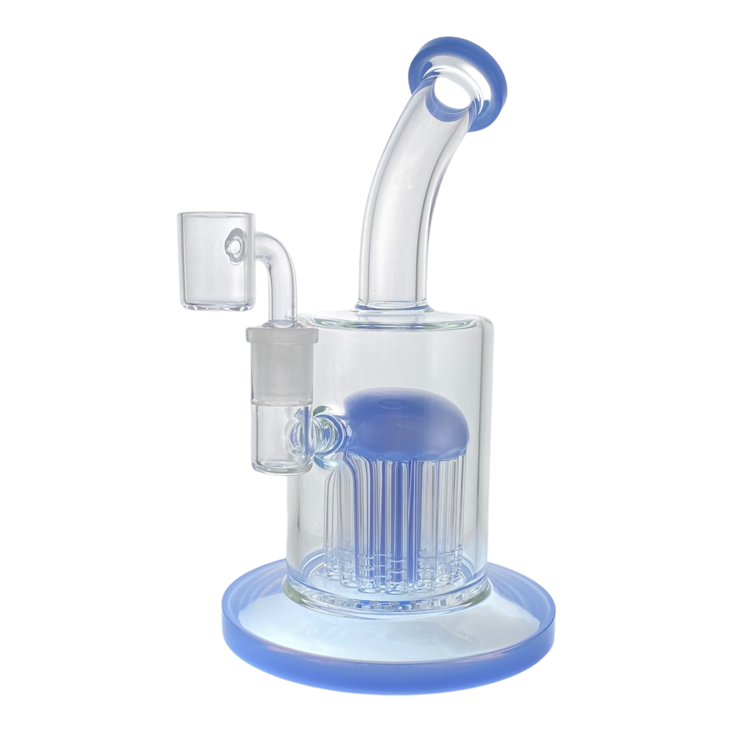 Blue Milk Glass Dab Rig With 20 Arm Tree Perc