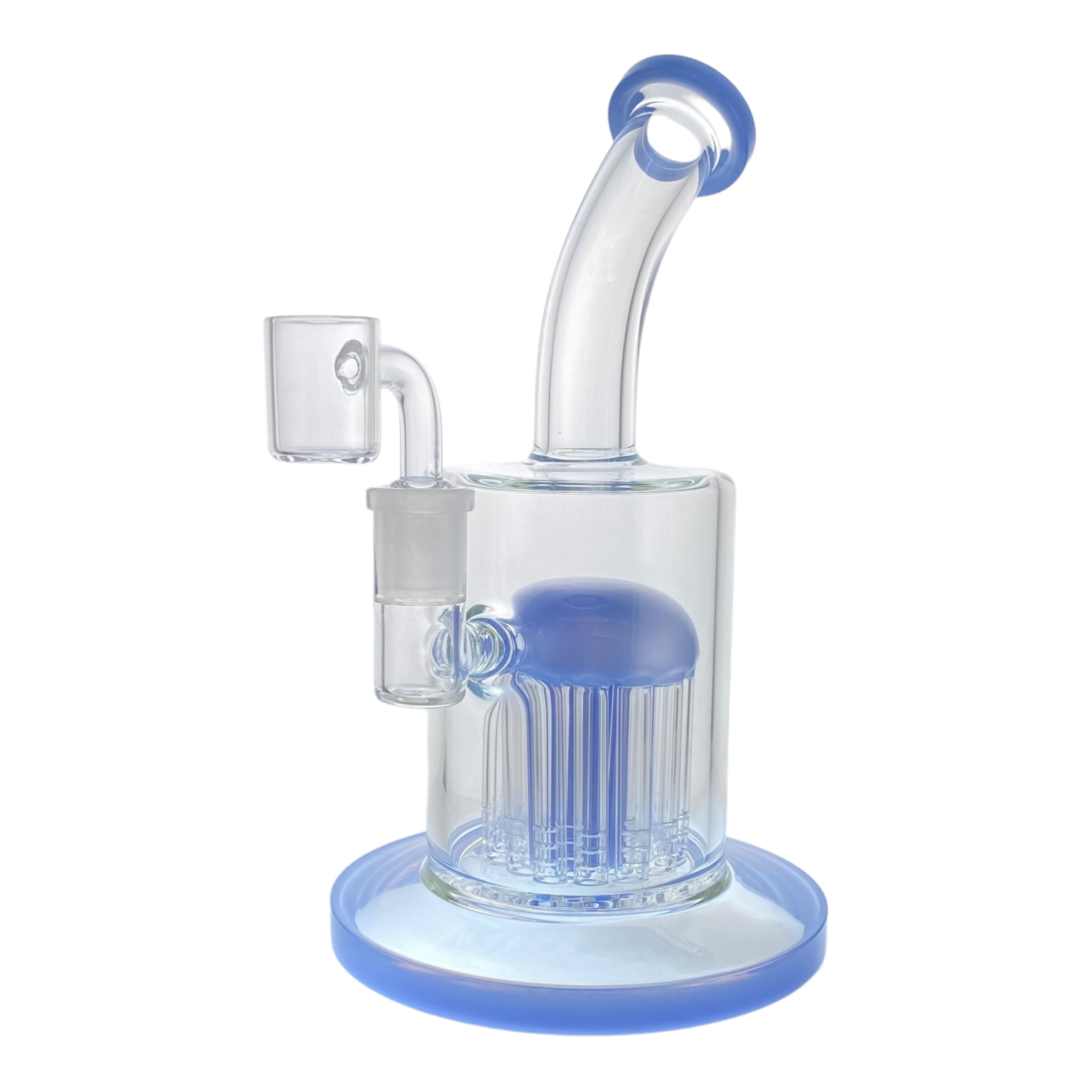 Blue Milk Glass Dab Rig With 20 Arm Tree Perc 