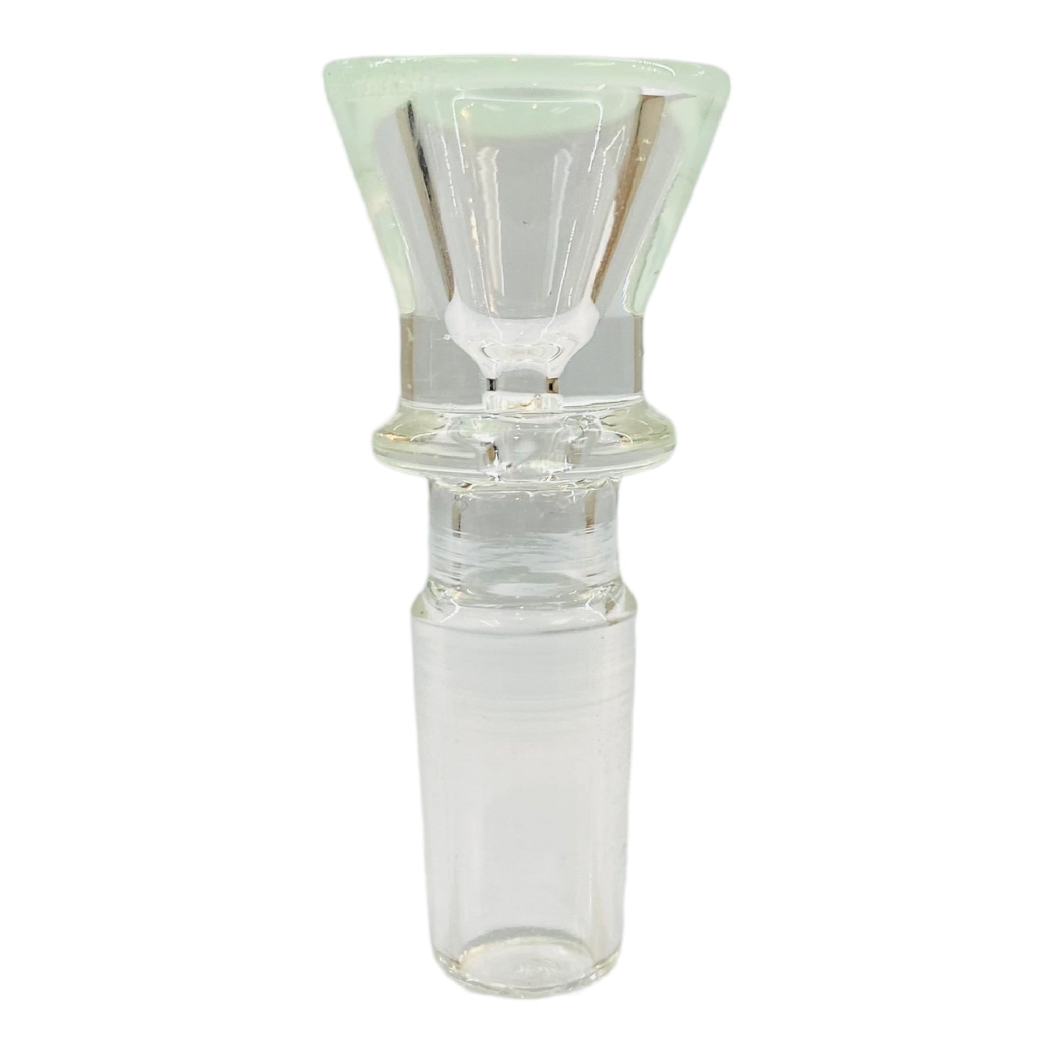 14mm Flower Bowl - Clear Martini Funnel Bong Bowl Piece With Color Lip - Sea Foam Green