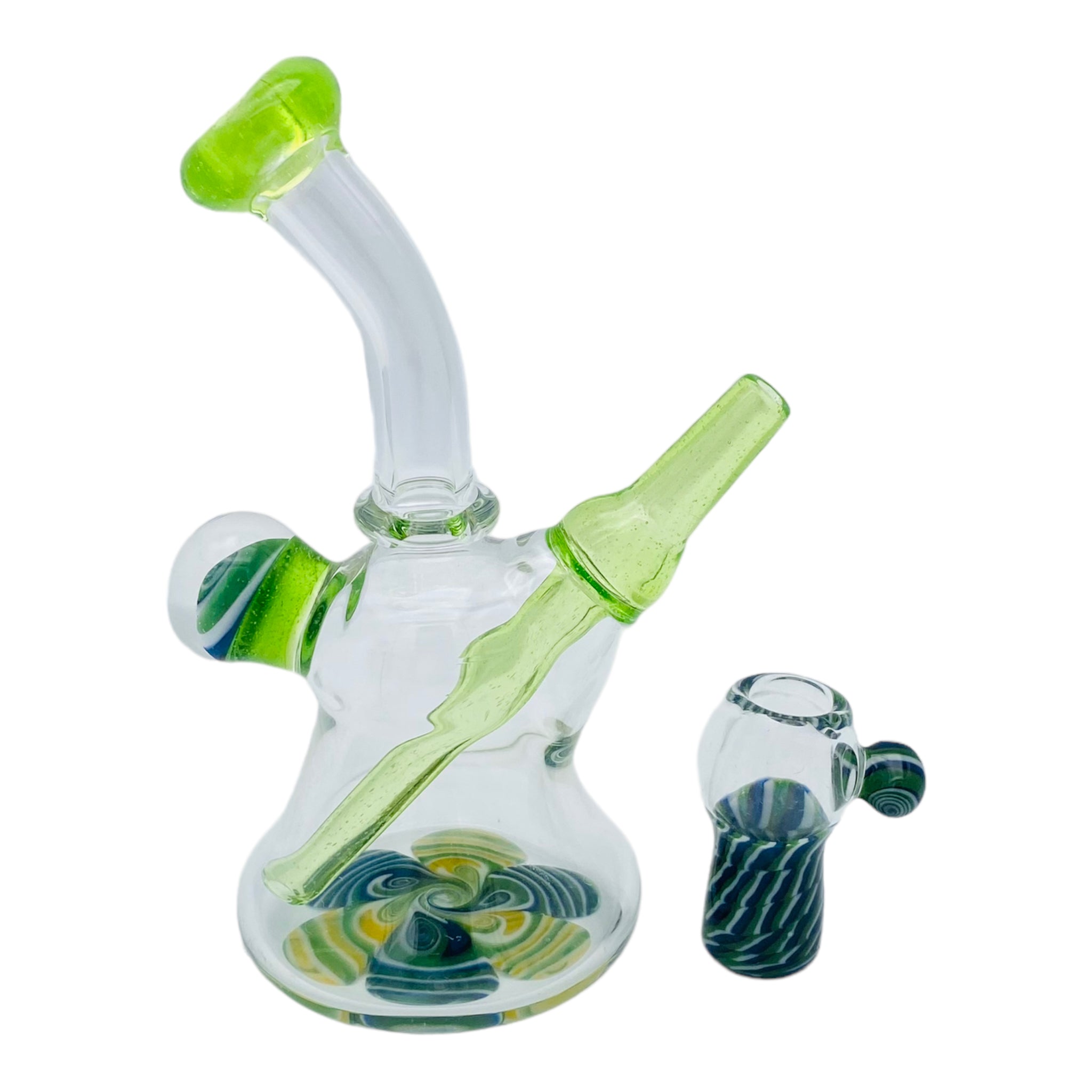 E Box Glass - Mini Glass Dab Rig With Sublime Green Fixed 10mm Fitting