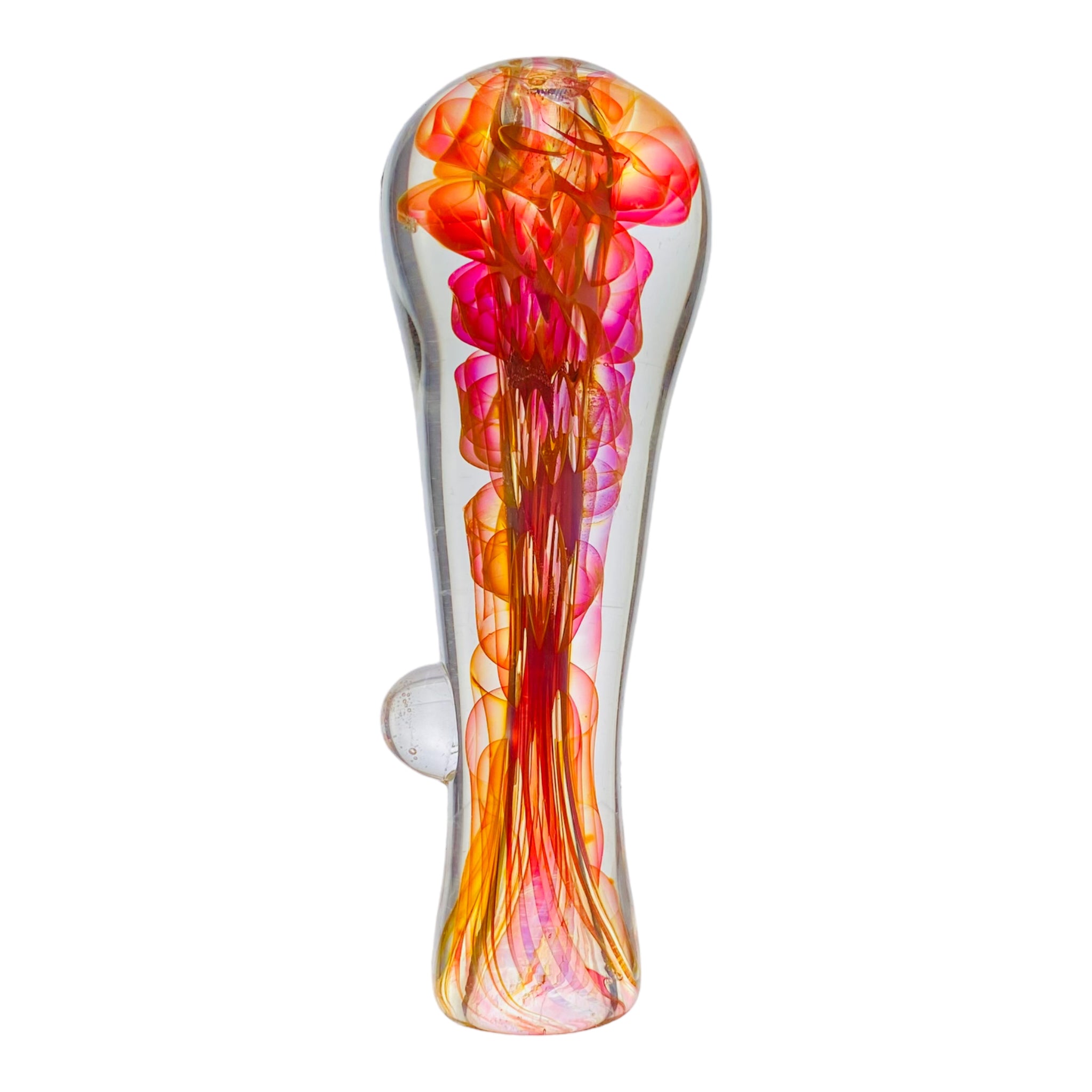 Glass Chillum Pipe - Pink Gold Fuming Inside Out Explosion